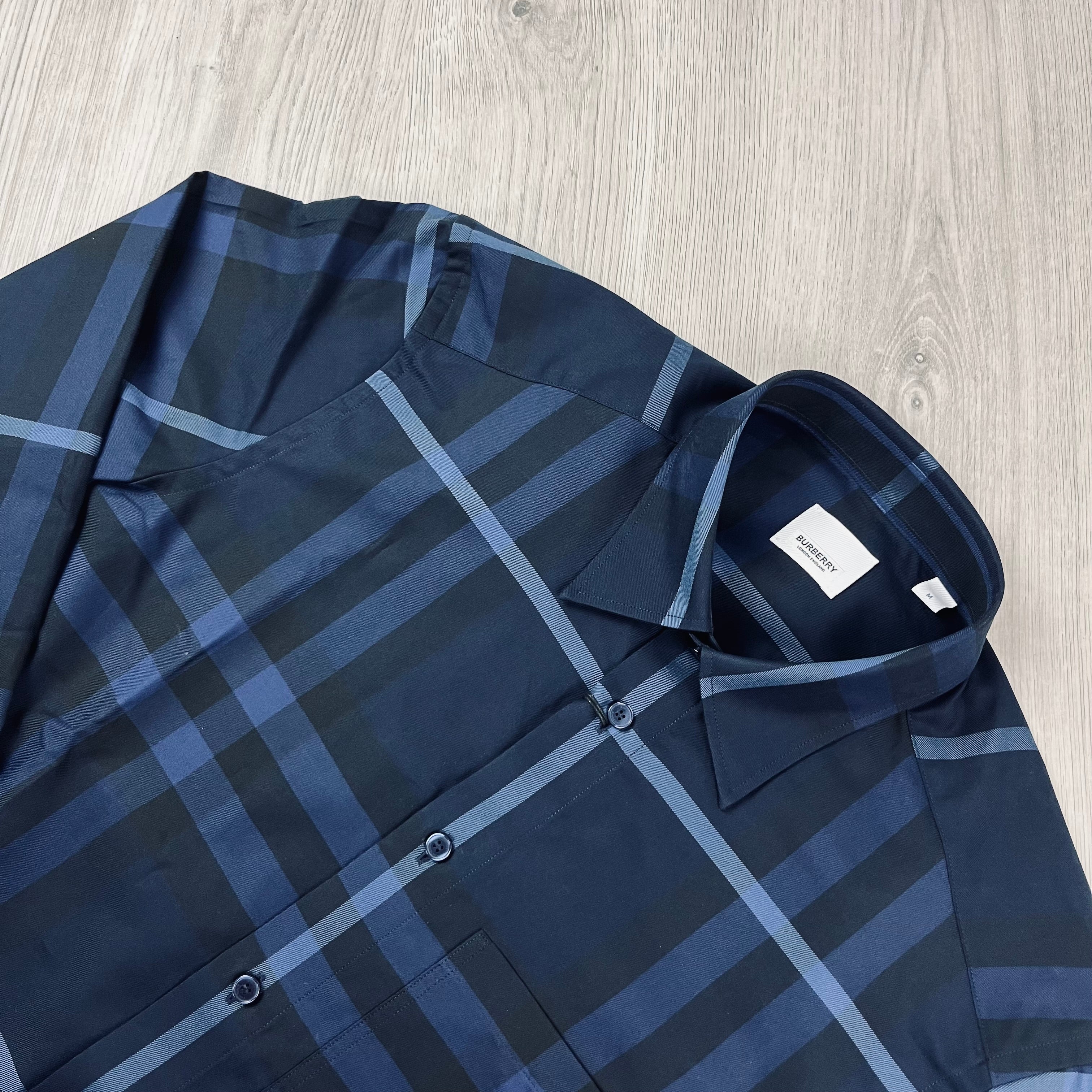 Burberry Claverdon Shirt in Charcoal Blue. On sale at Open Attire.