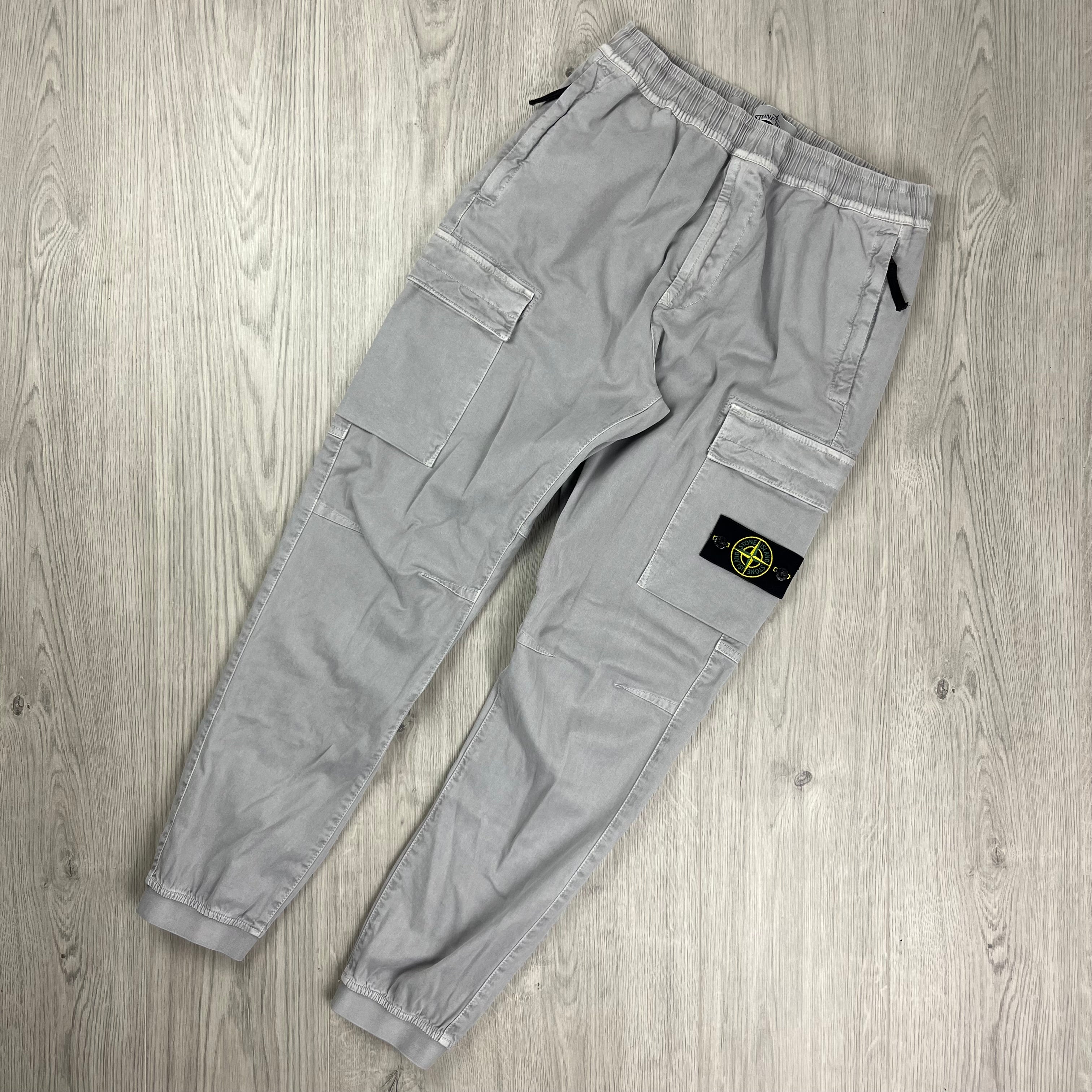 Stone Island Regular Tapered Fit Cargo Pants in Grey. On sale at Open Attire.
