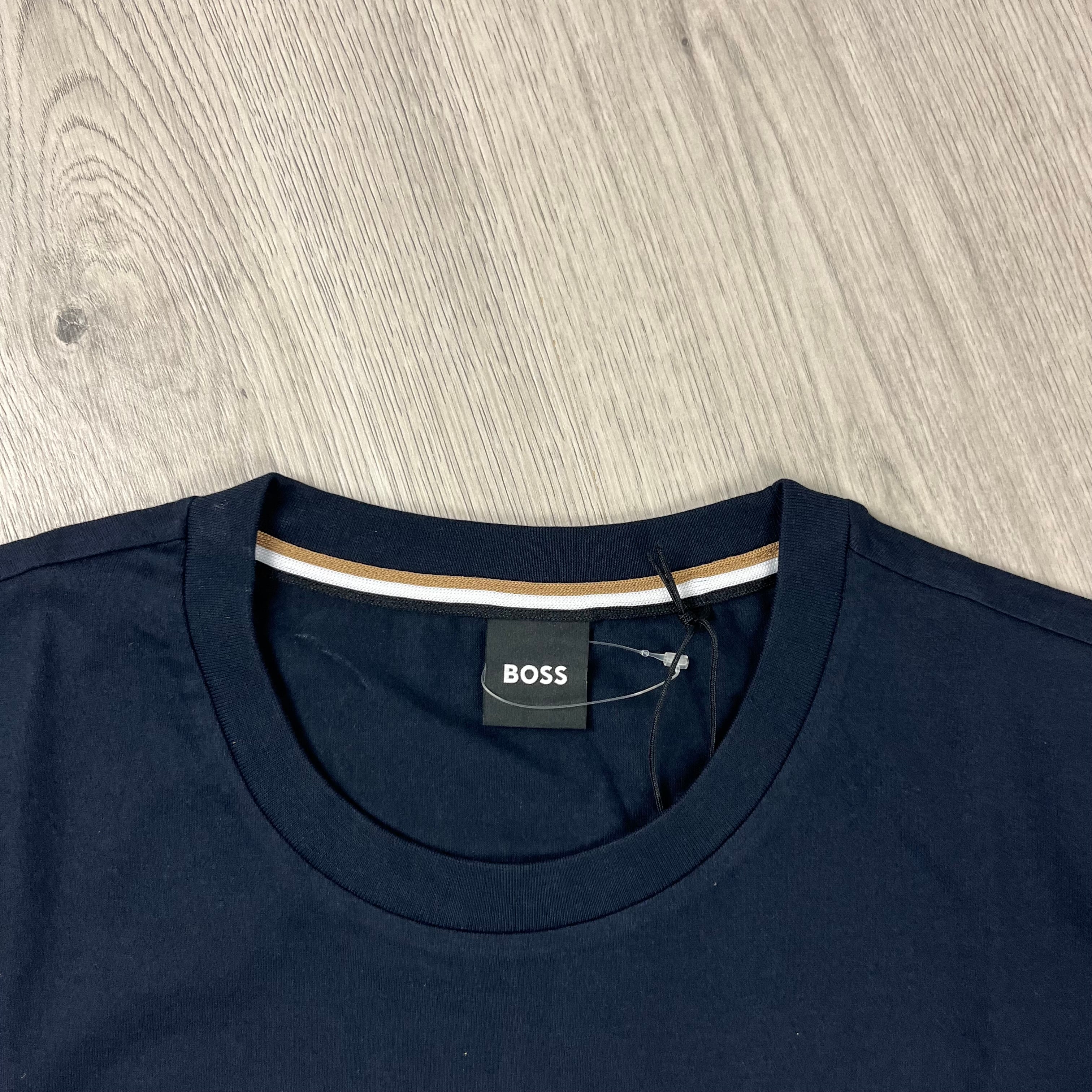 Hugo Boss Tiburt T-Shirt in Navy Blue. On sale at Open Attire.