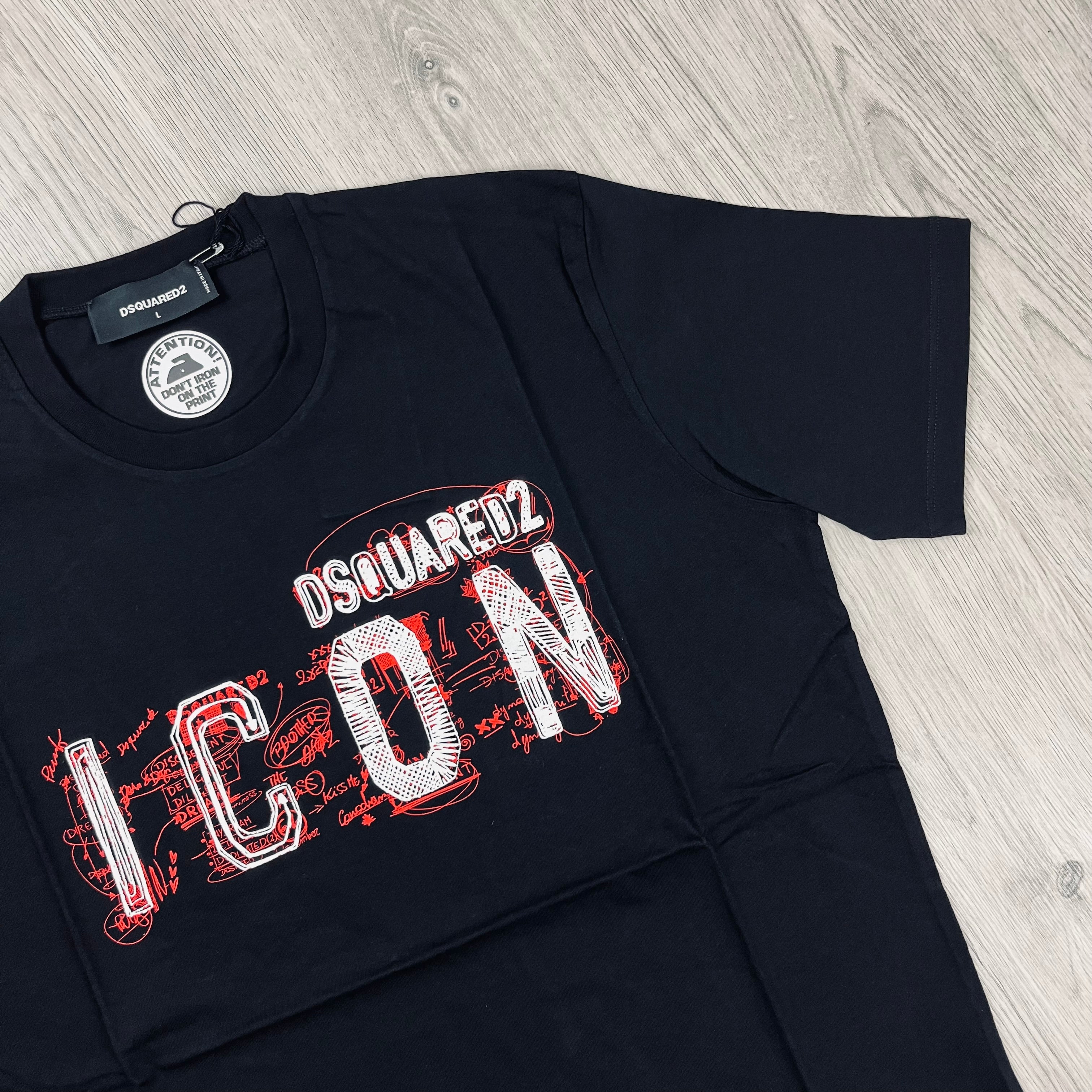 DSQUARED2 Scribble ICON T-Shirt in Black. On sale at Open Attire.