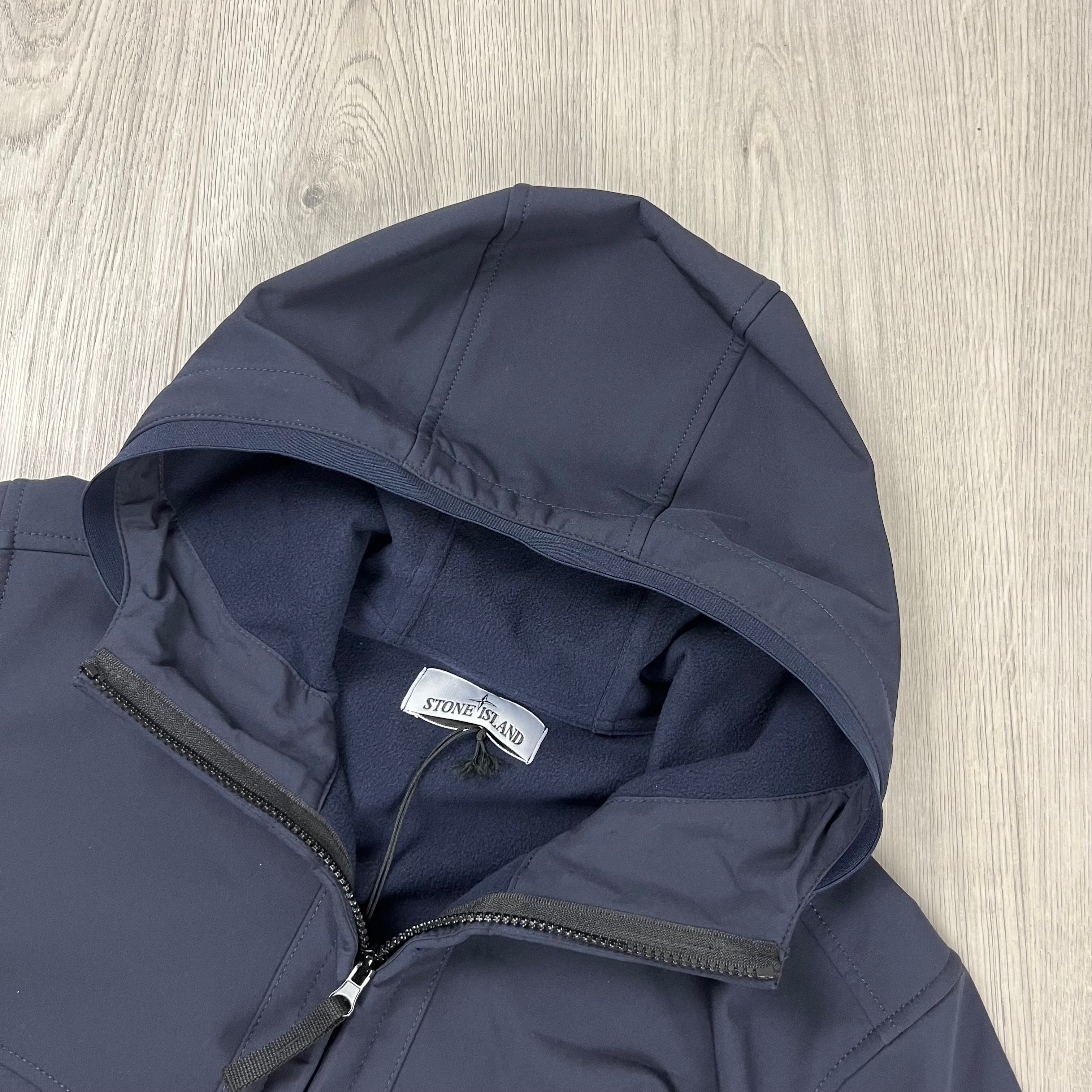 Stone Island Soft Shell-R Jacket in Navy Blue. On sale at Open Attire.