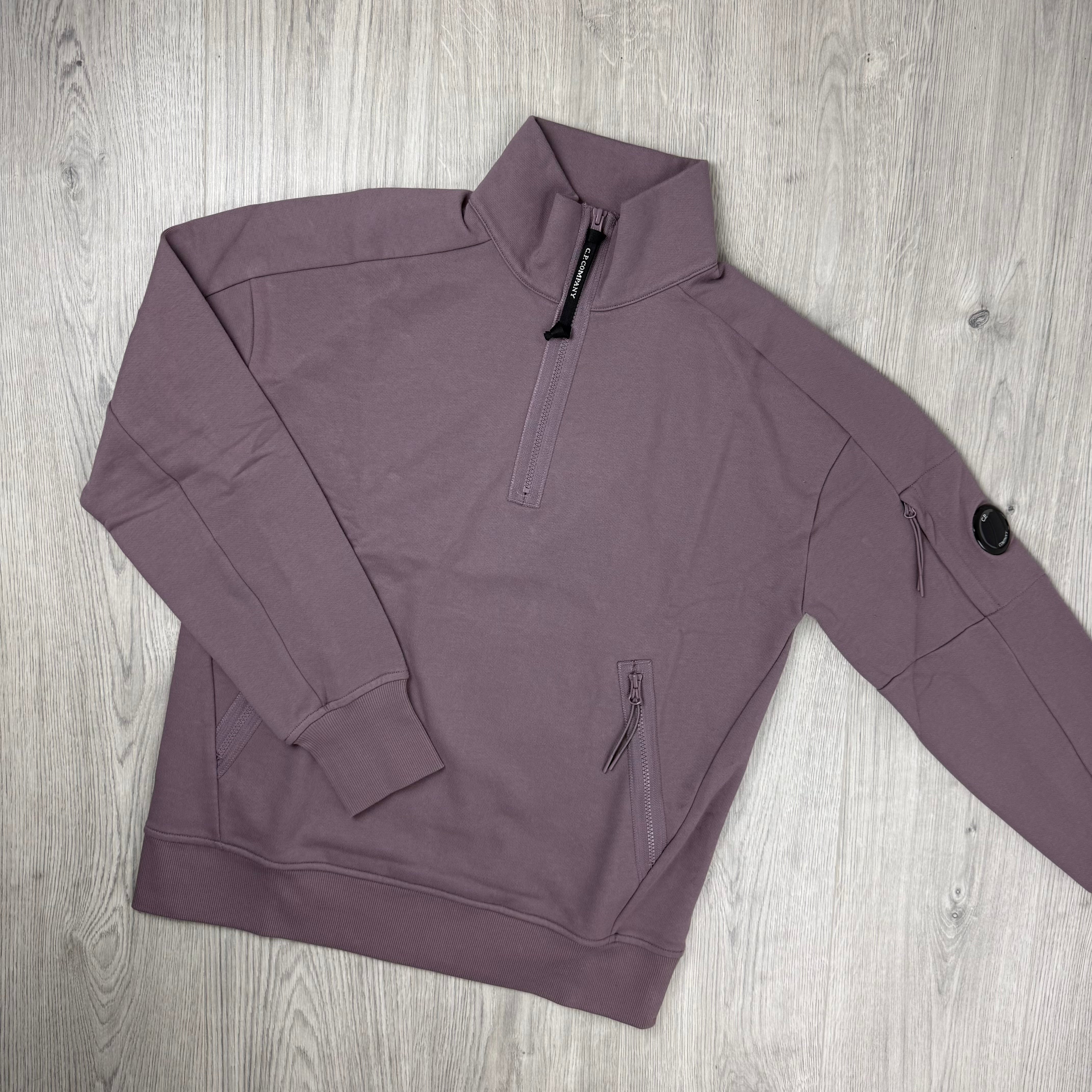CP Company Raised Fleece Zip Sweatshirt - Purple Dove