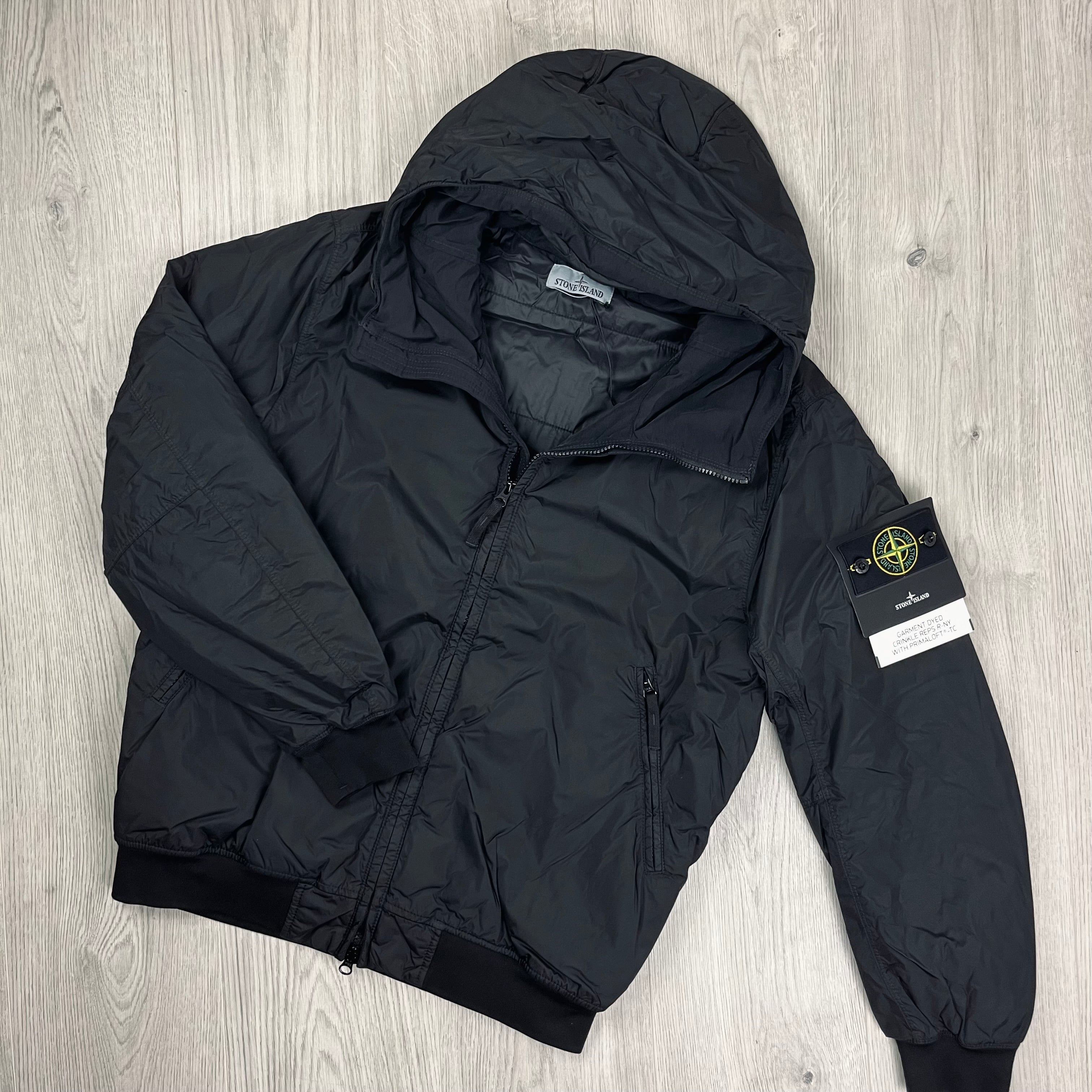 Stone Island Crinkle Reps R-NY Primaloft Jacket in Black. On sale at Open Attire. 