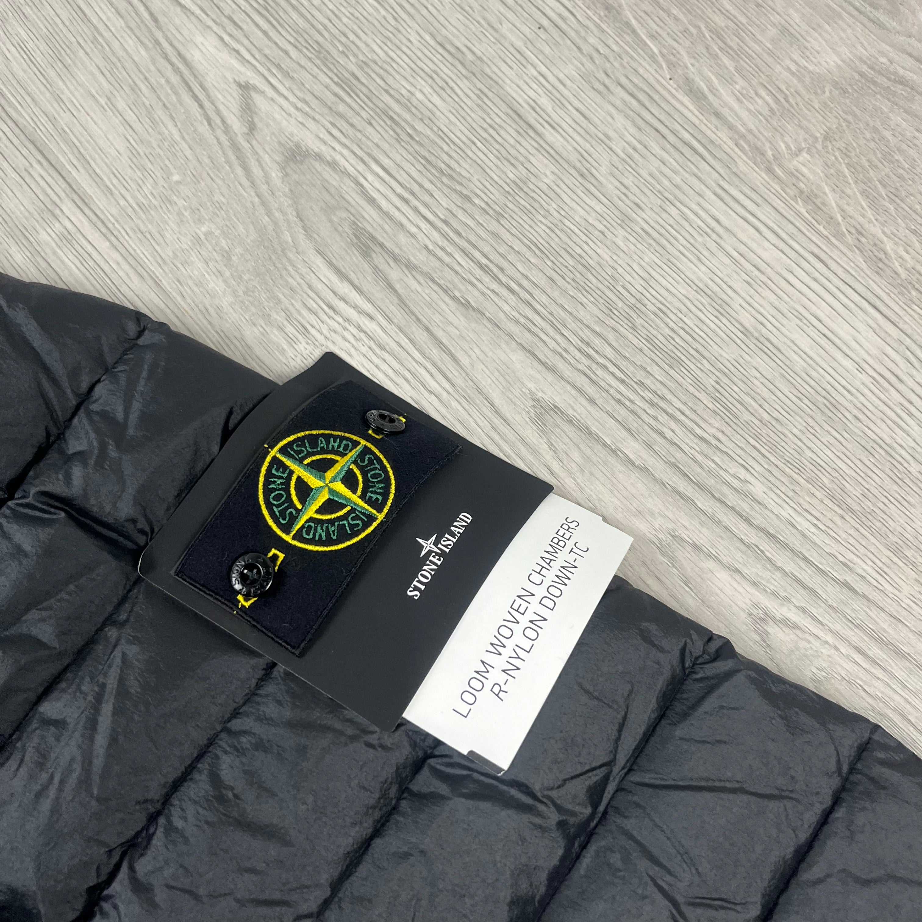 Stone Island Loom Woven Nylon Down-TC Jacket in Black. On sale at Open Attire.