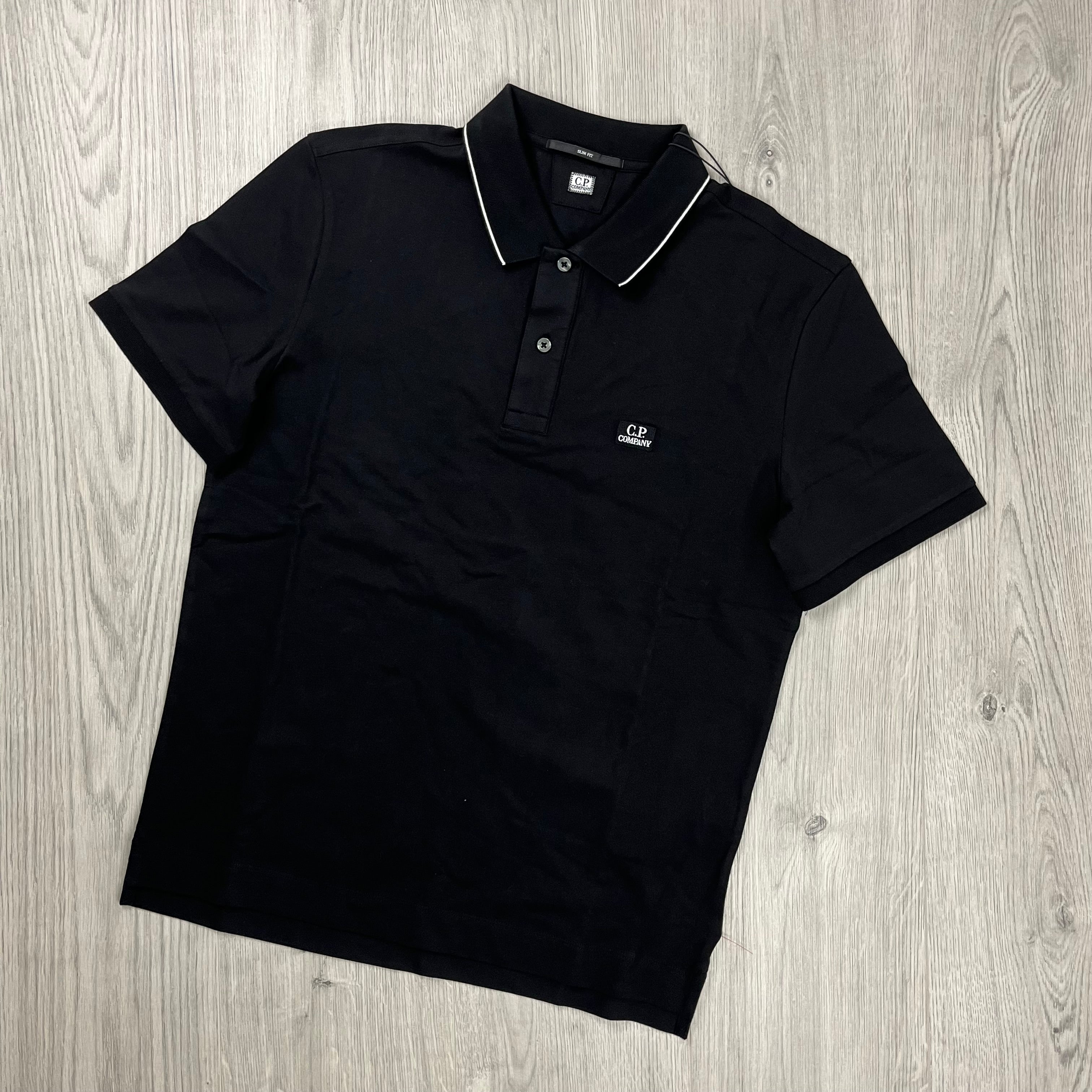 CP Company Piquet Polo Shirt - Black