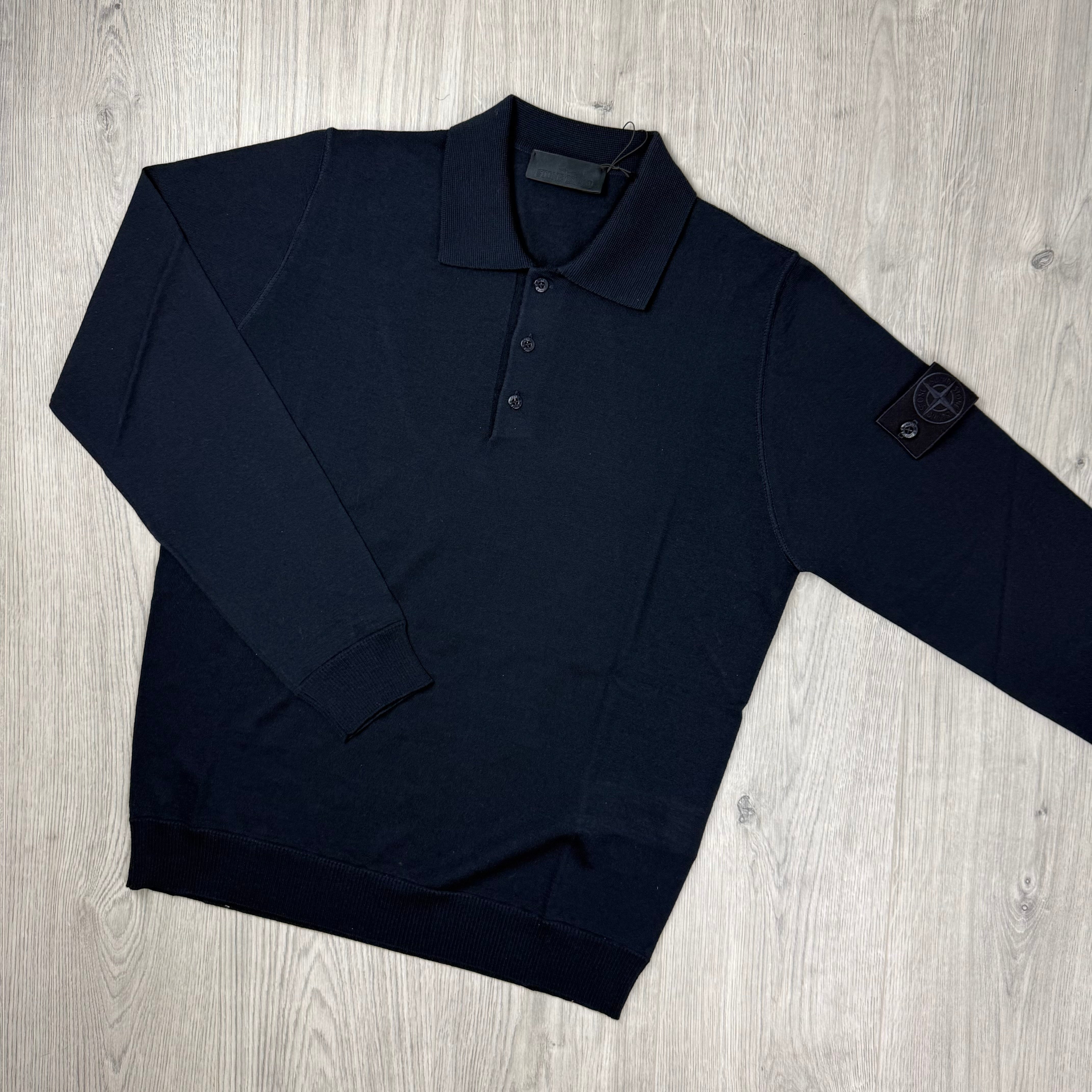 Stone Island Ghost Knit Polo Shirt - Navy