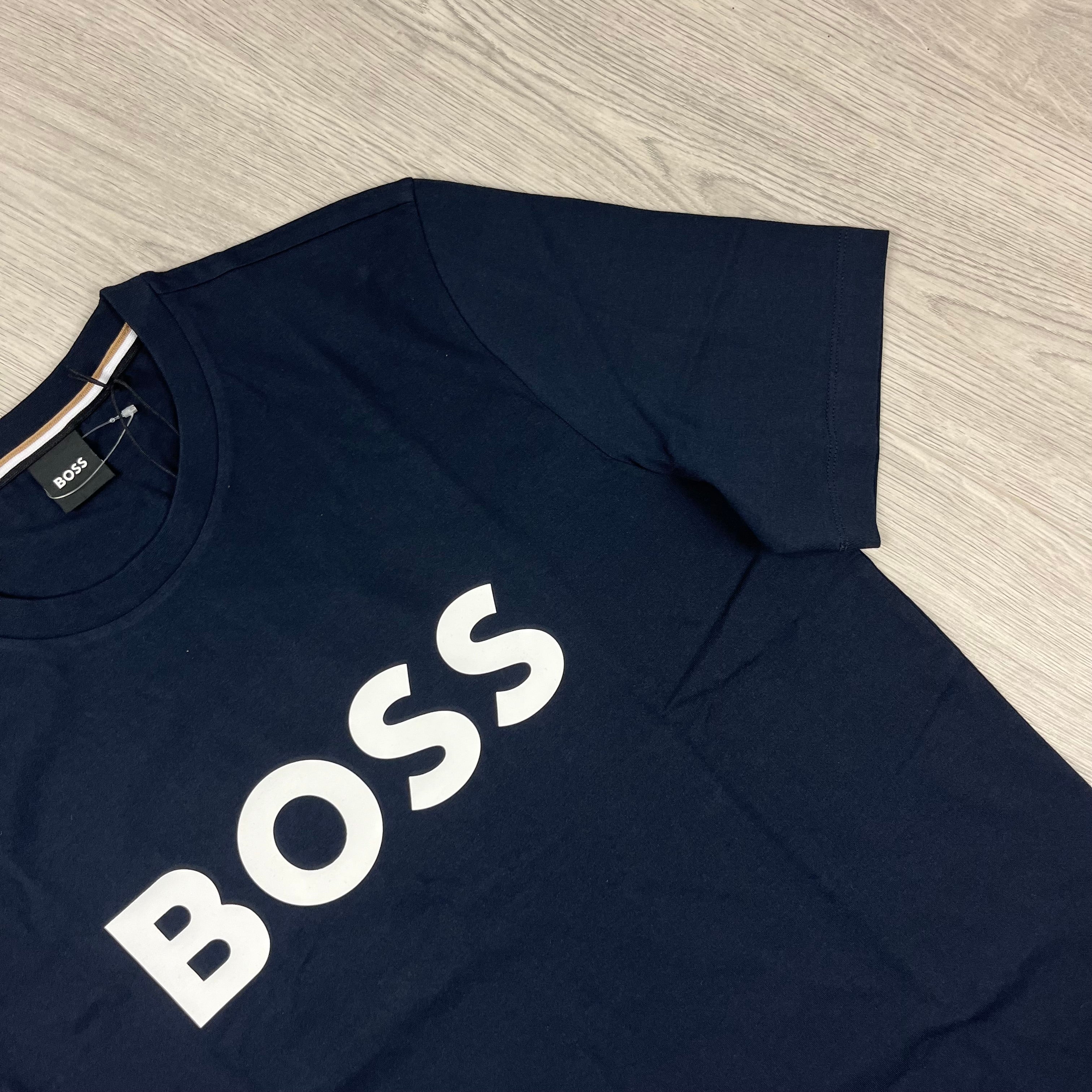 Hugo Boss Tiburt T-Shirt in Navy Blue. On sale at Open Attire.