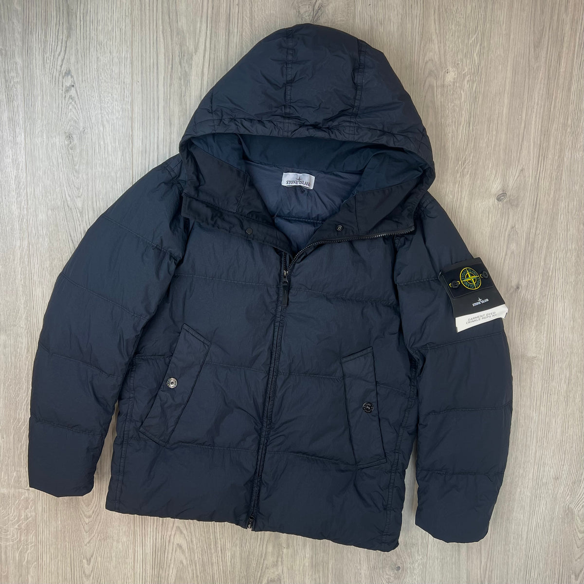 Stone Island Crinkle Reps Down Jacket - Navy