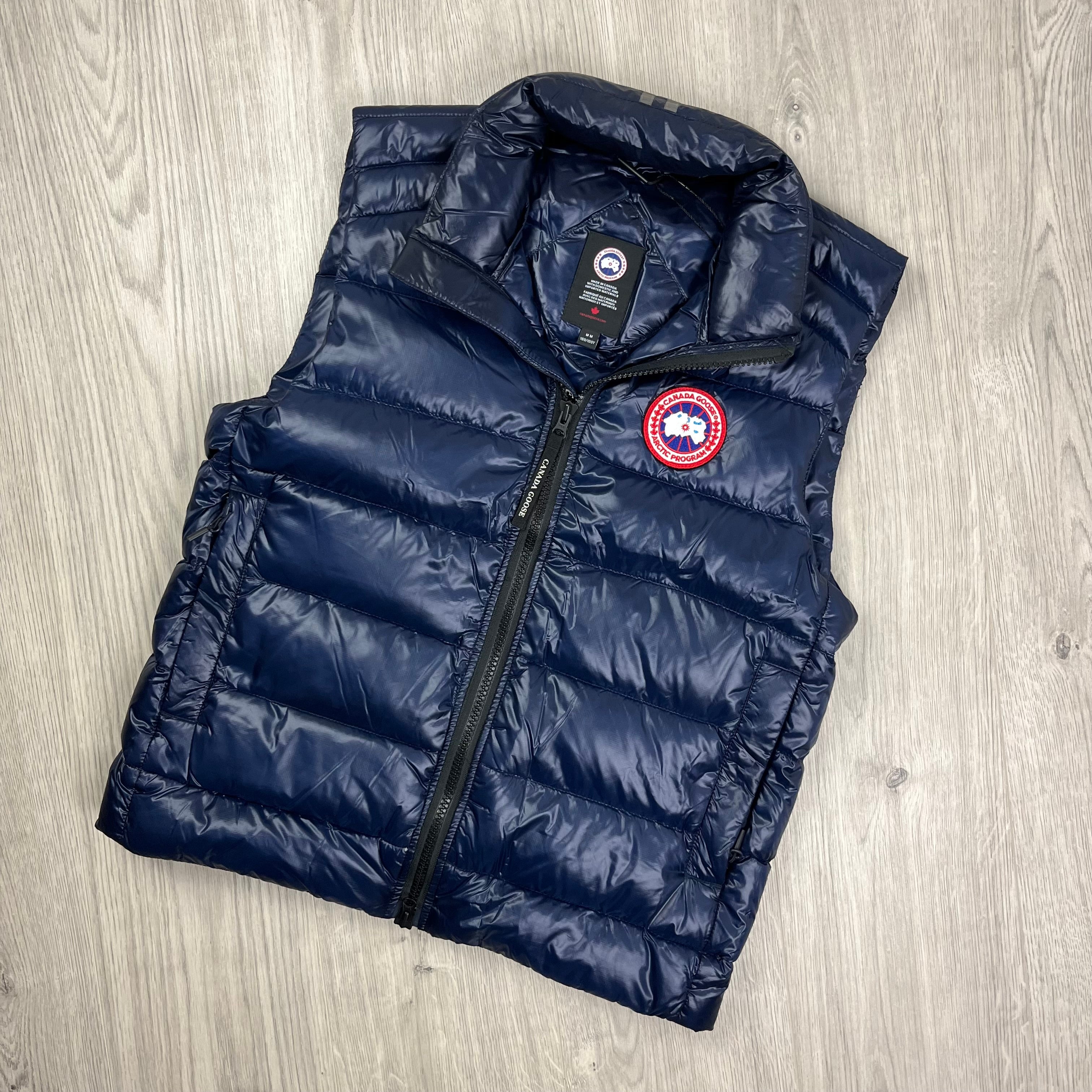 Canada Goose Crofton Gilet in Atlantic Navy. On sale at Open Attire.