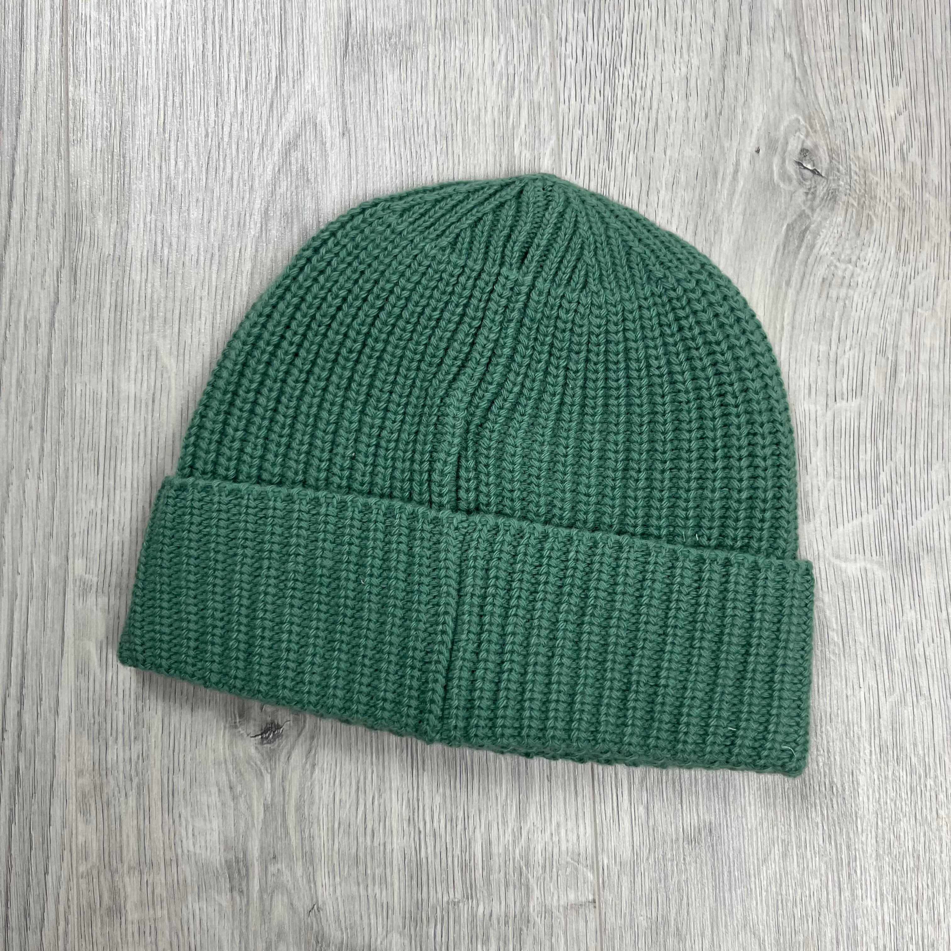 Stone Island Wool Beanie in Sage Green. On sale at Open Attire.