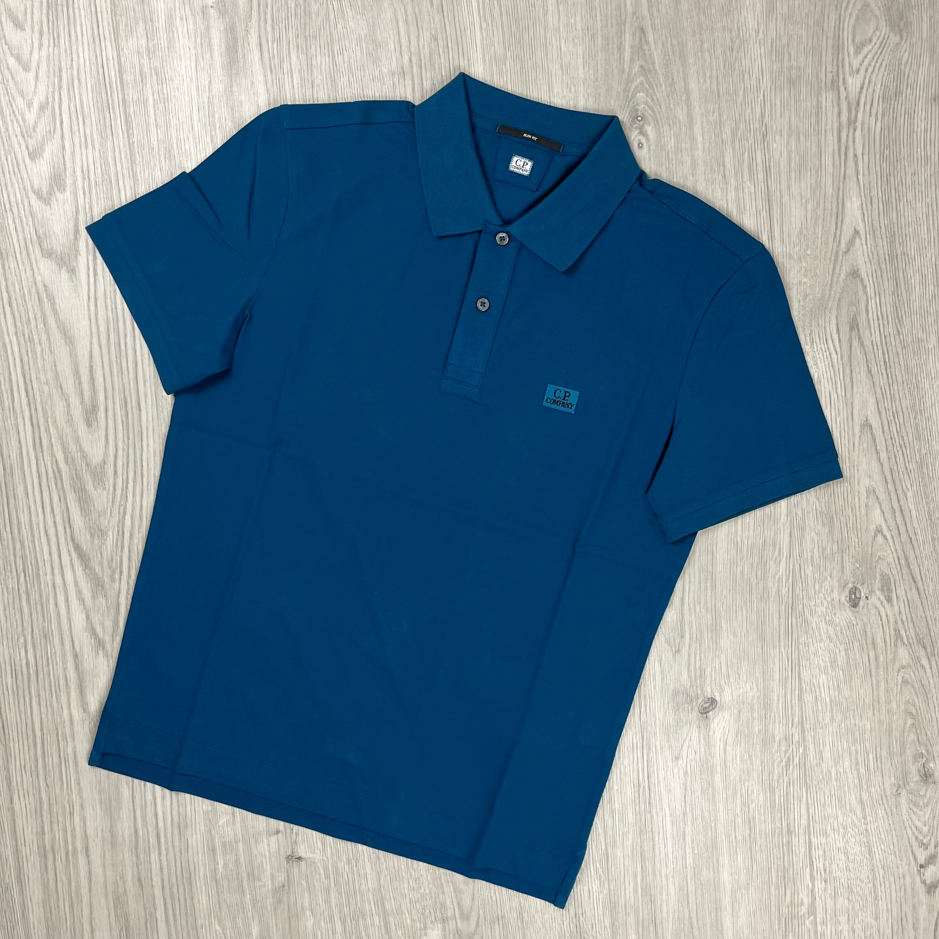 CP Company Piquet Polo Shirt - Ink Blue