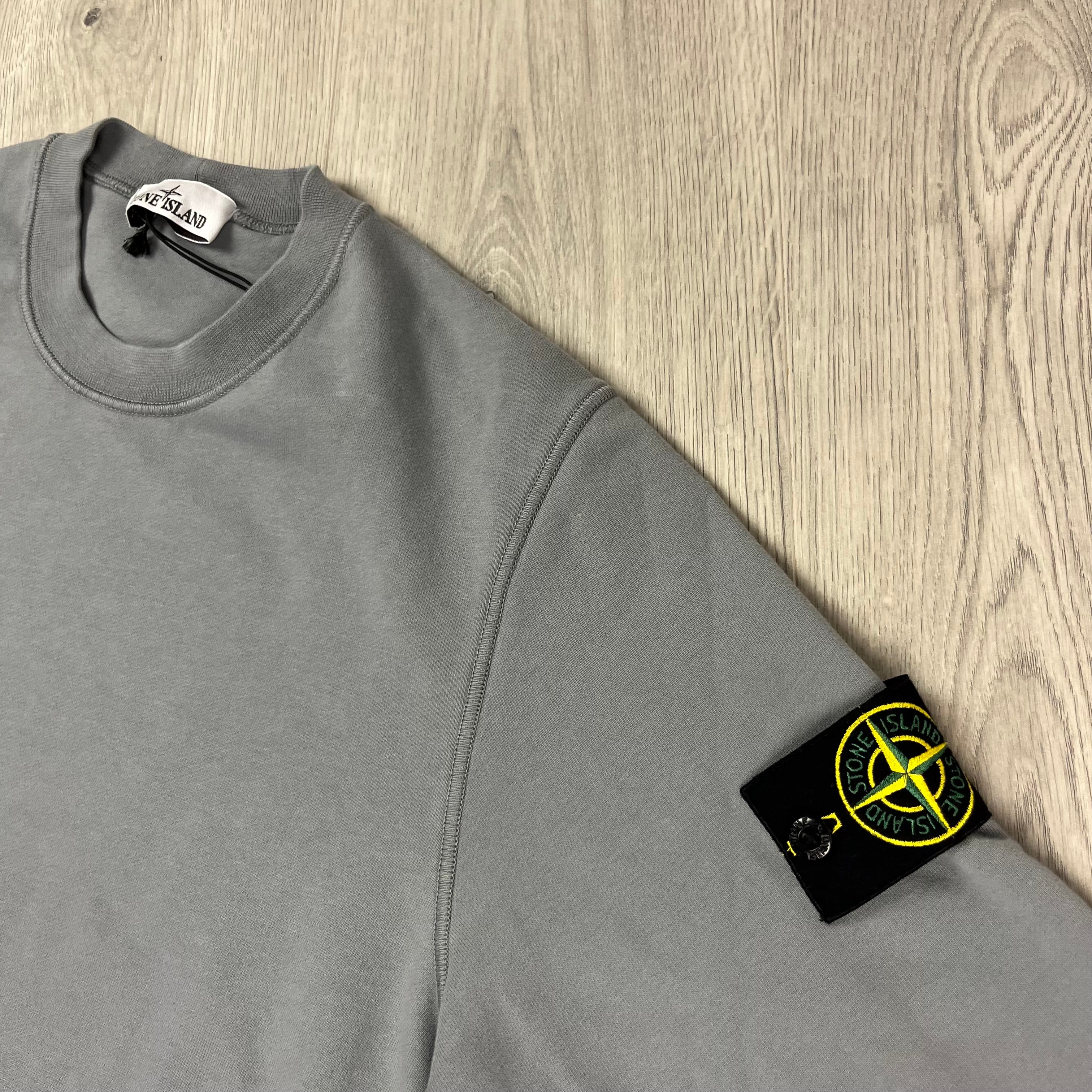 Stone Island Crewneck Sweatshirt in Green Grey. On sale at Open Attire.