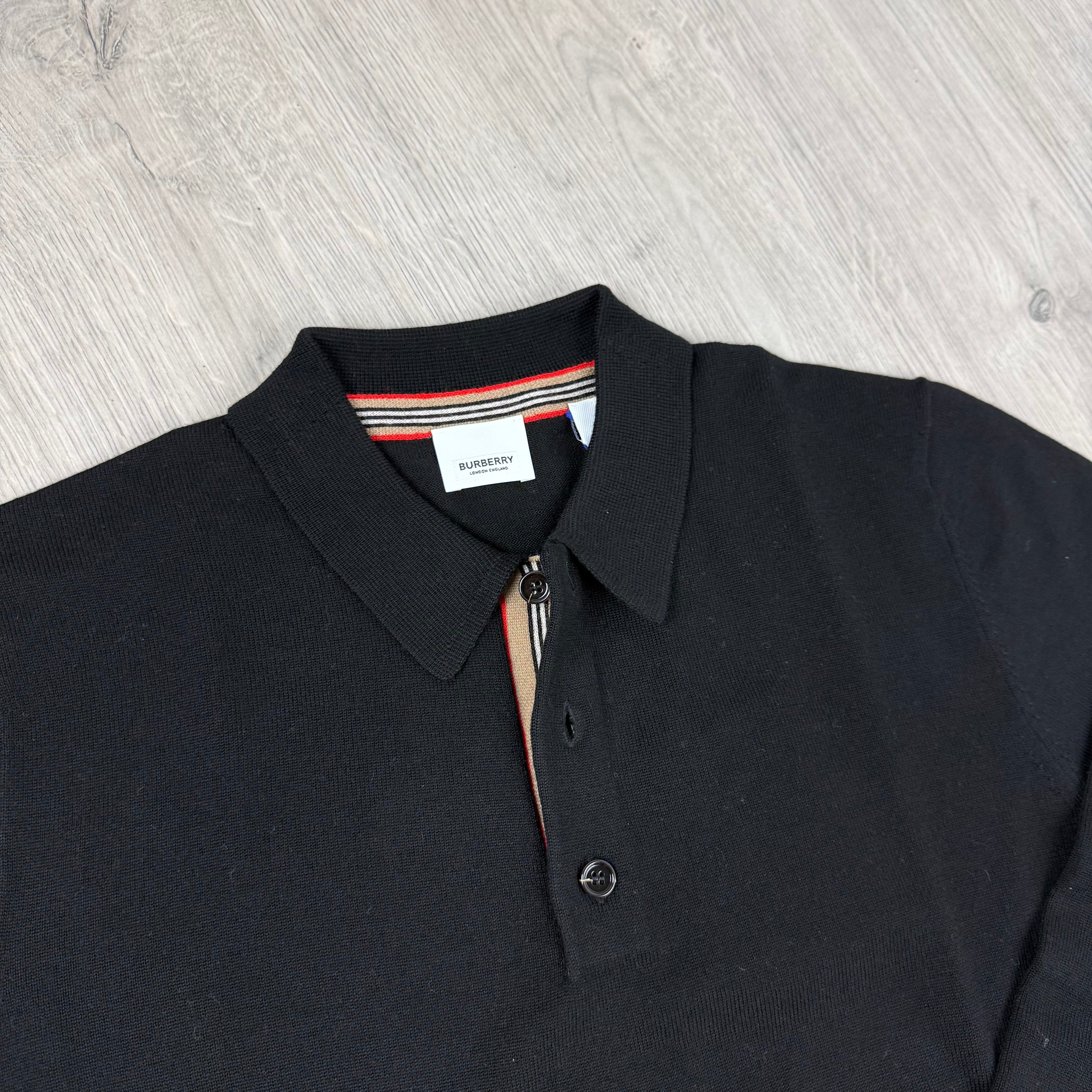 Burberry Pace Knit Polo Shirt - Black