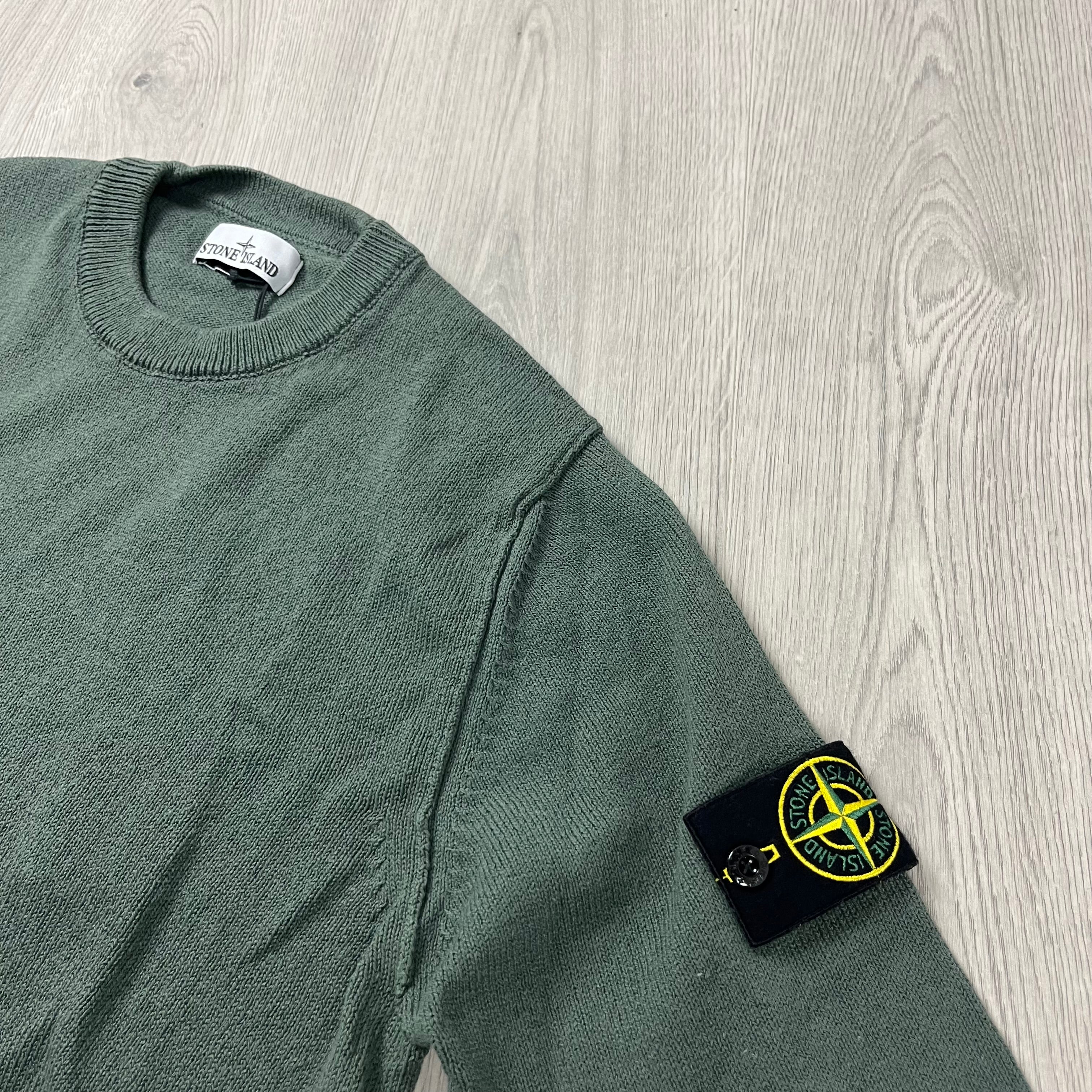 Stone Island knitted sweatshirt in Musk Green. On sale at Open Attire.