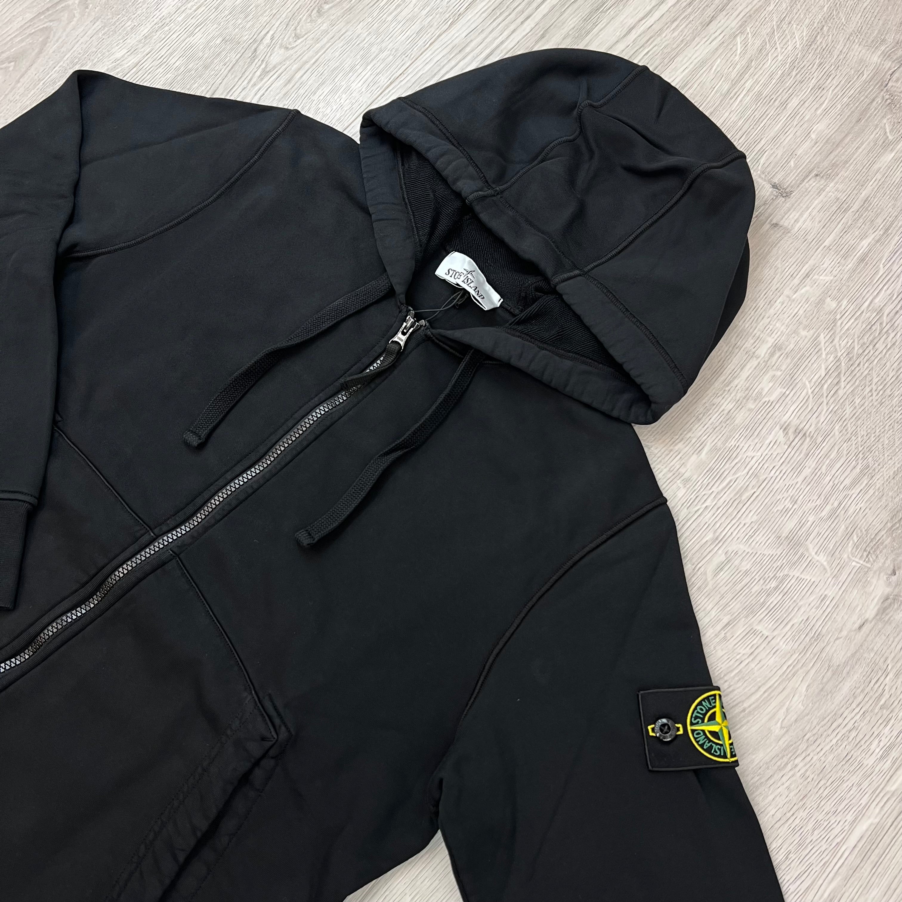 Stone Island Zip Hoodie - Black