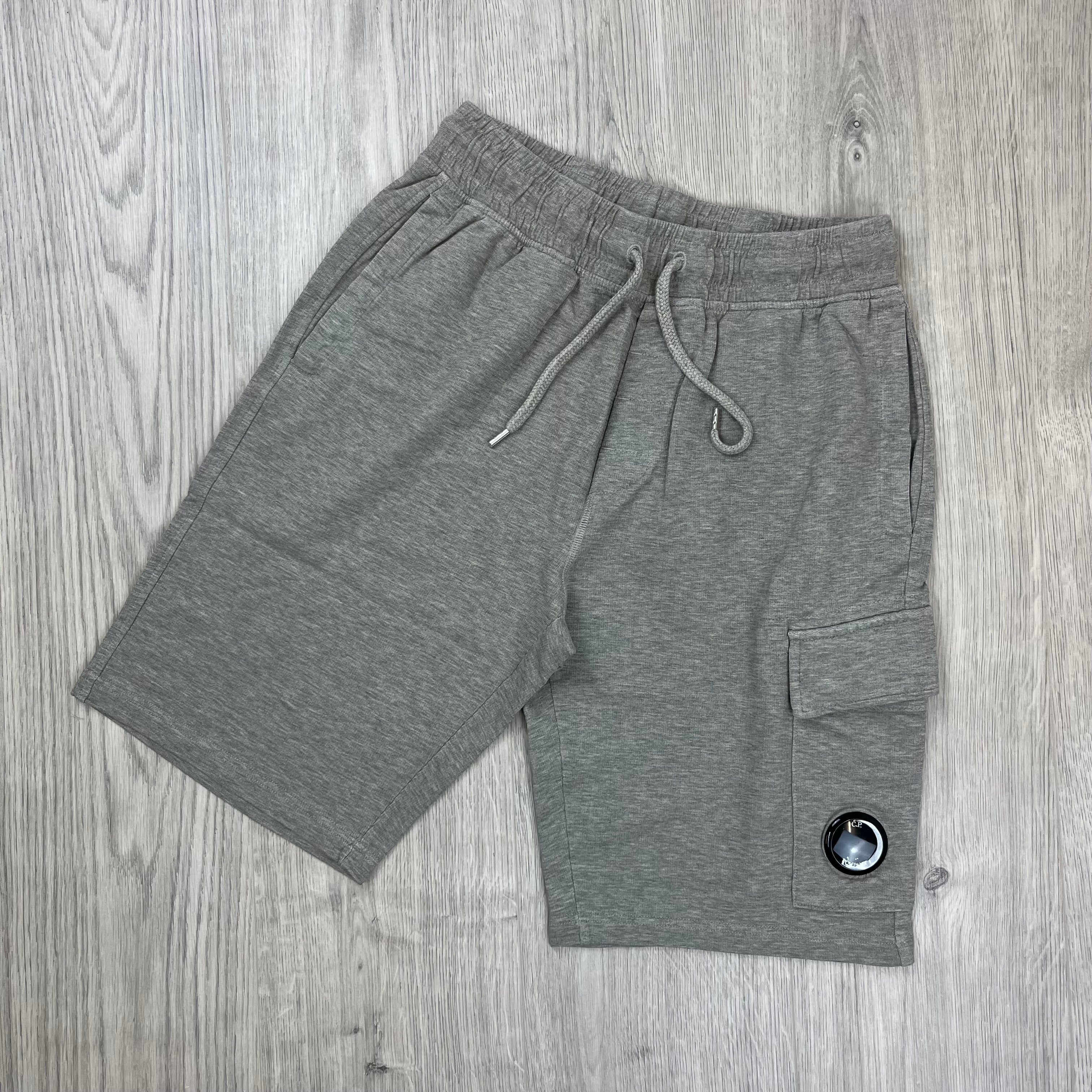 CP Company Jersey Shorts in Greystone Melange. On sale at Open Attire.