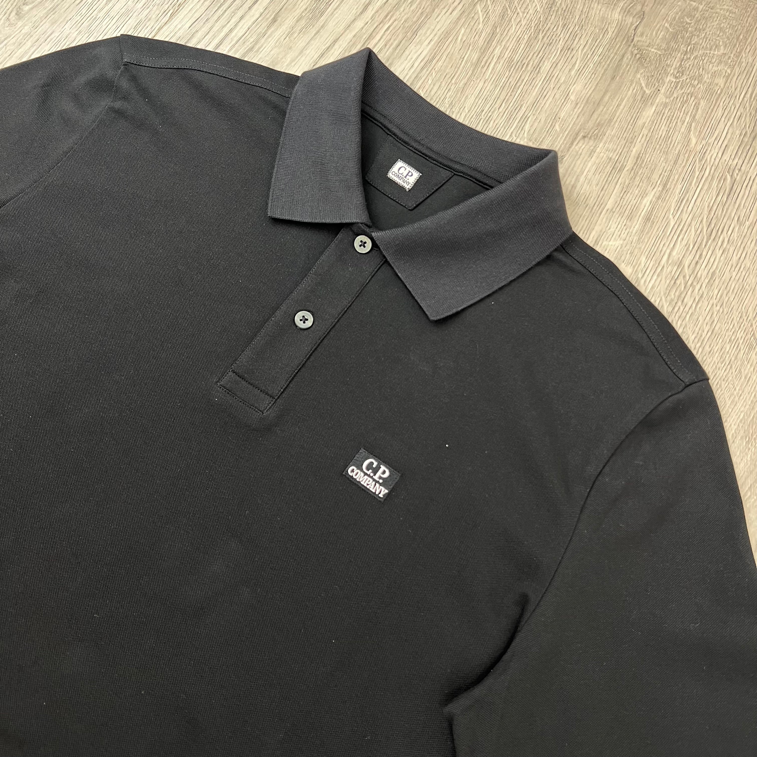 CP Company Piquet Polo Shirt - Black