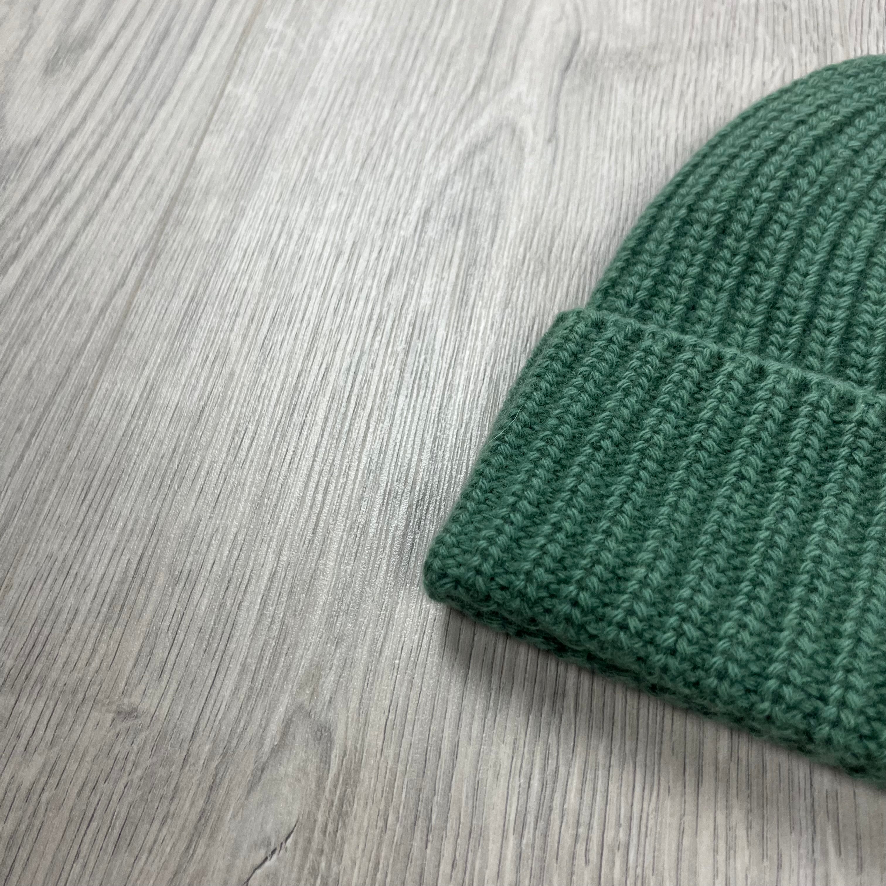 Stone Island Wool Beanie in Sage Green. On sale at Open Attire.