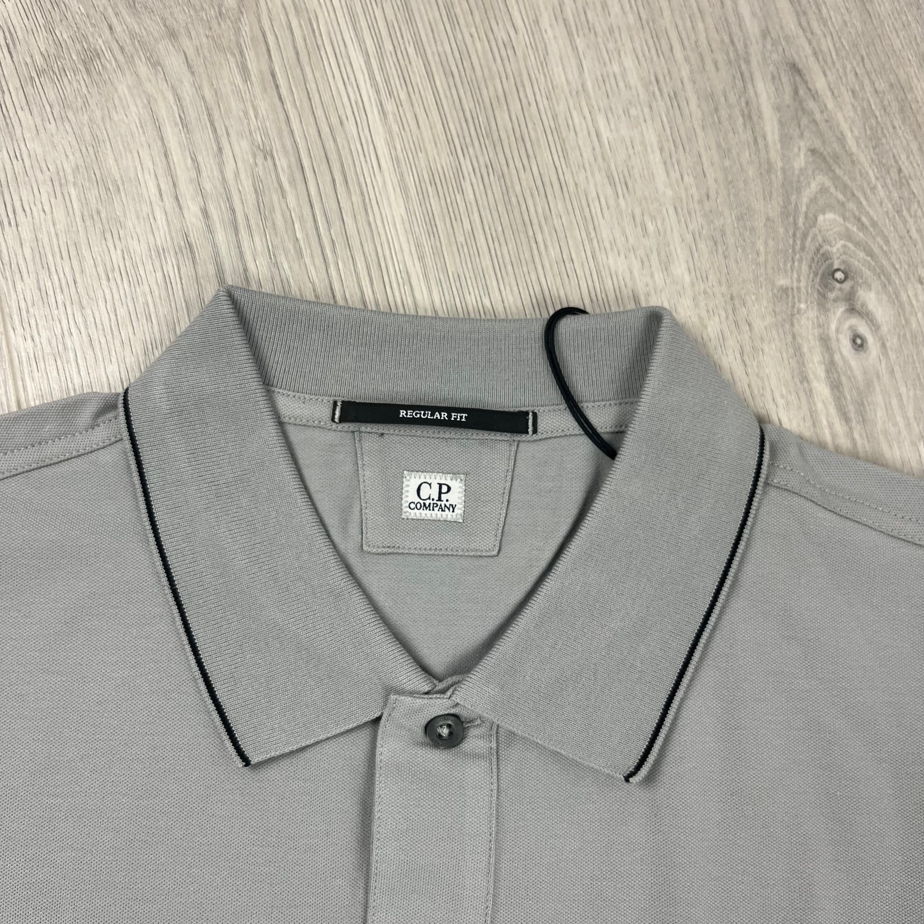 CP Company Piquet Polo Shirt - Drizzle