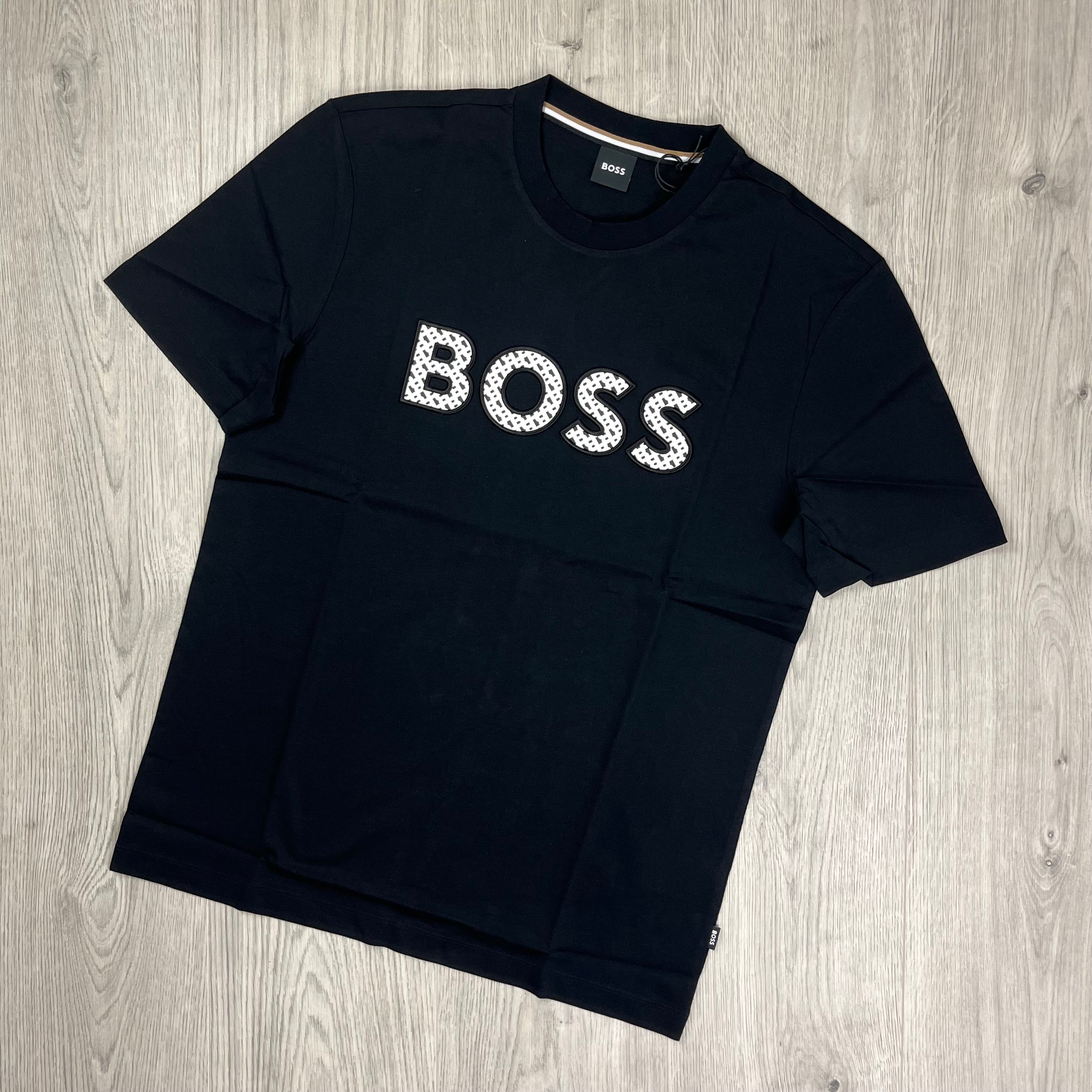 Hugo Boss Logo T-Shirt in Black. On sale at Open Attire. 