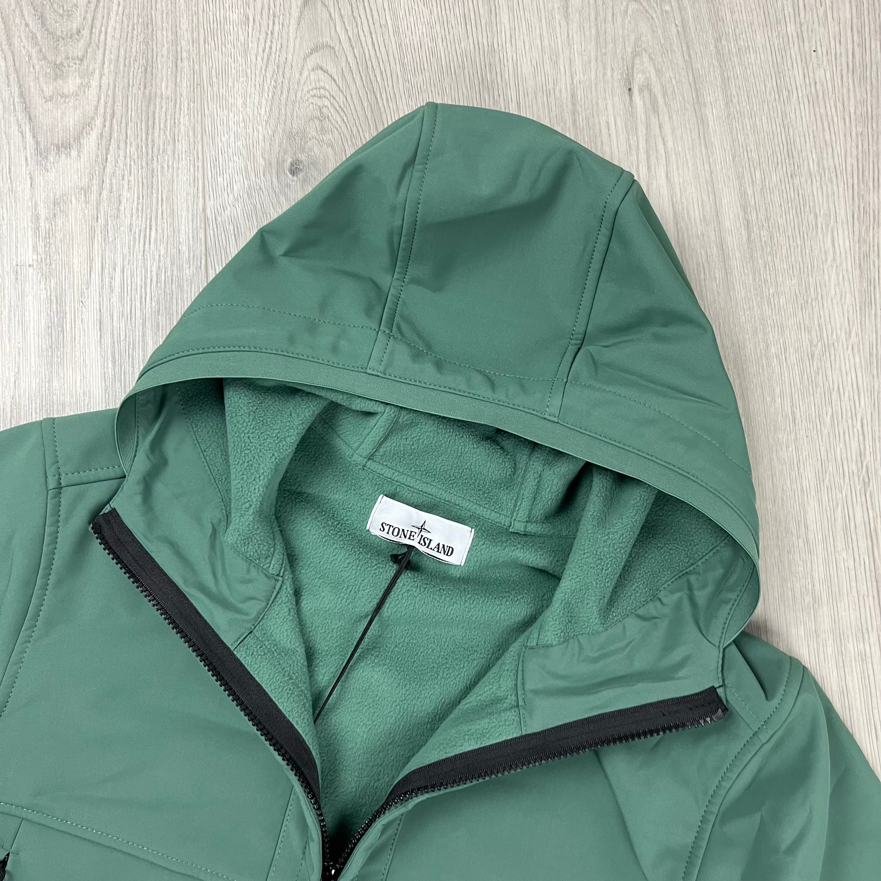 Stone Island Soft Shell-R Jacket in Sage Green. On sale at Open Attire.