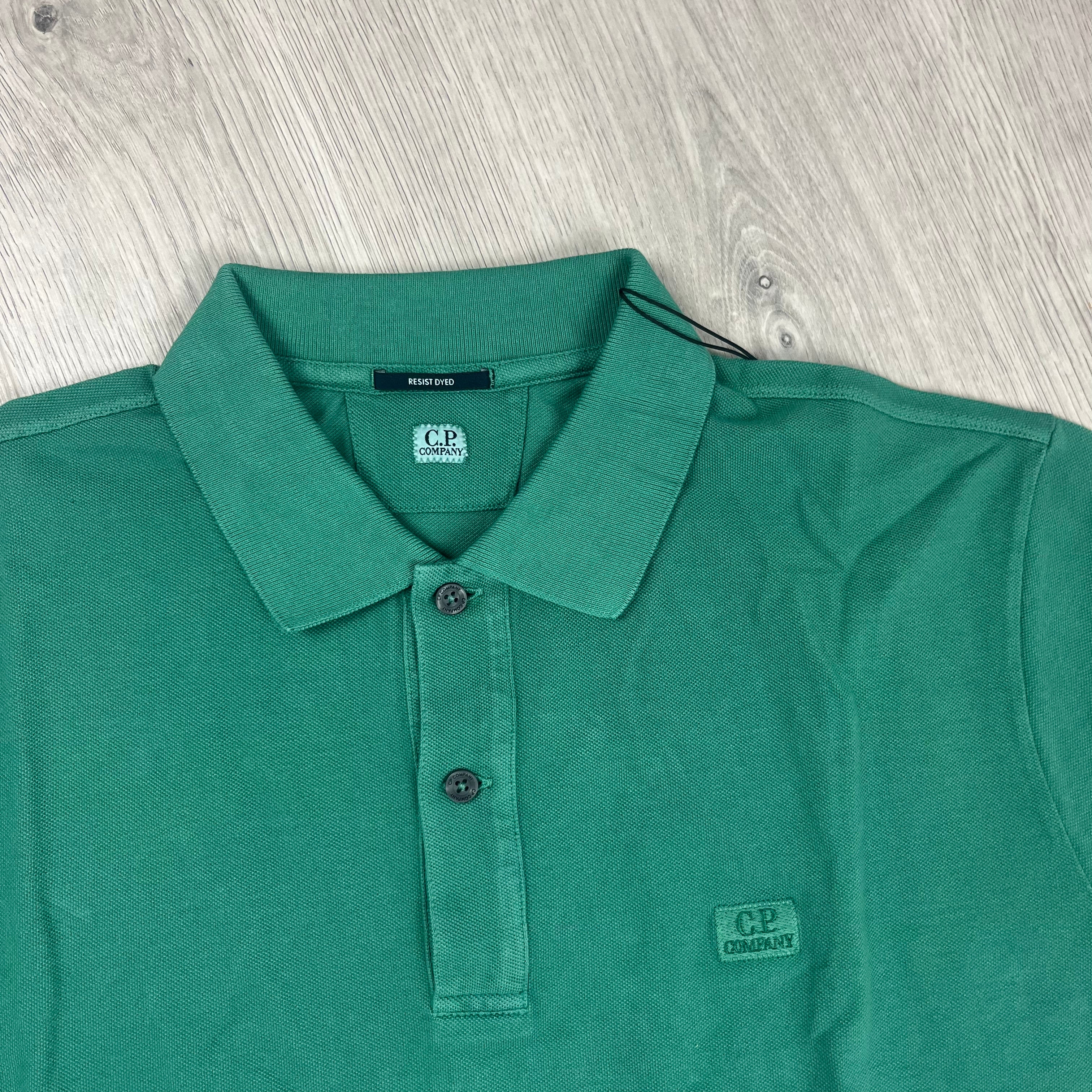 CP Company Piquet Polo Shirt - Frosty Spruce