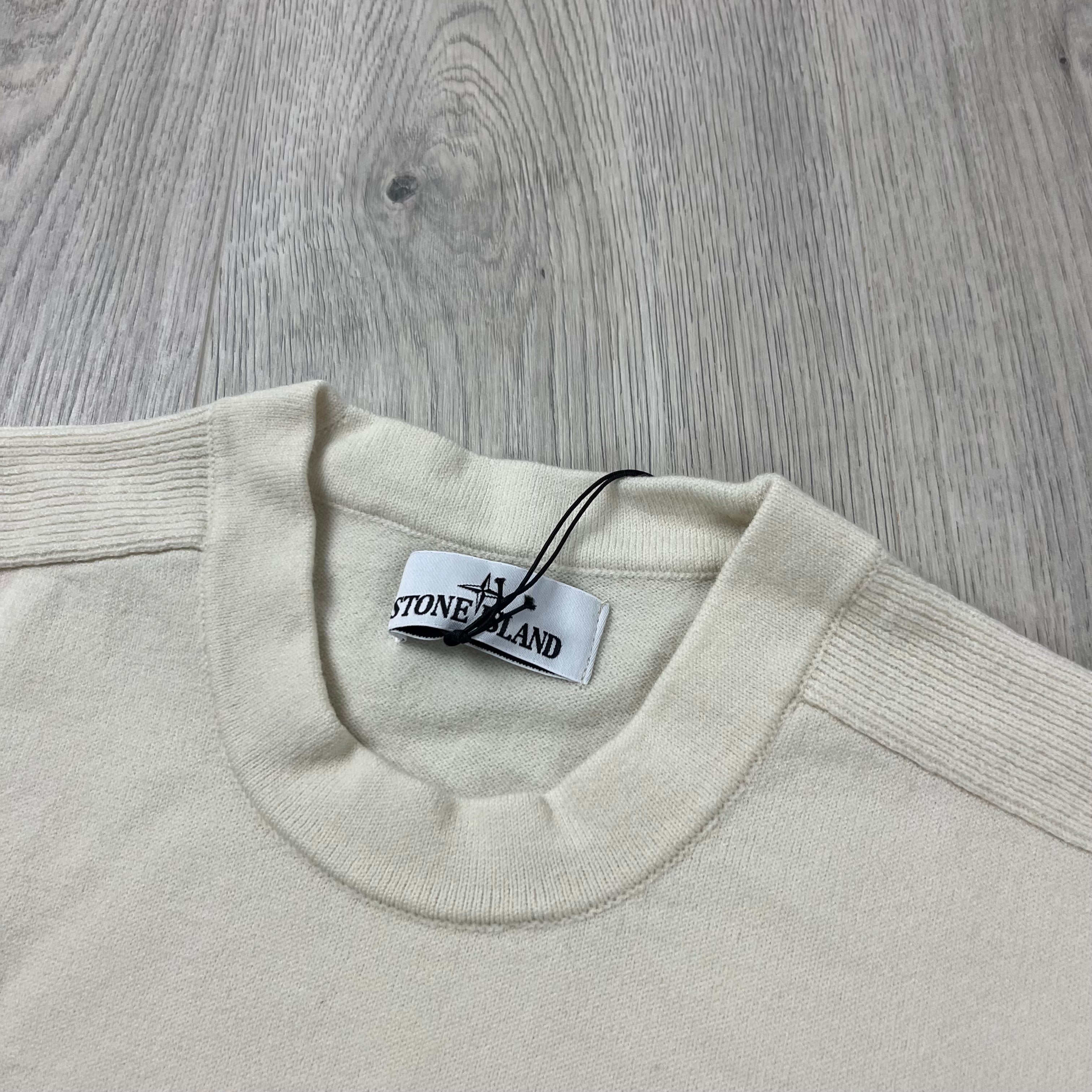 Stone Island Lambswool Sweatshirt in Plaster. On sale at Open Attire.