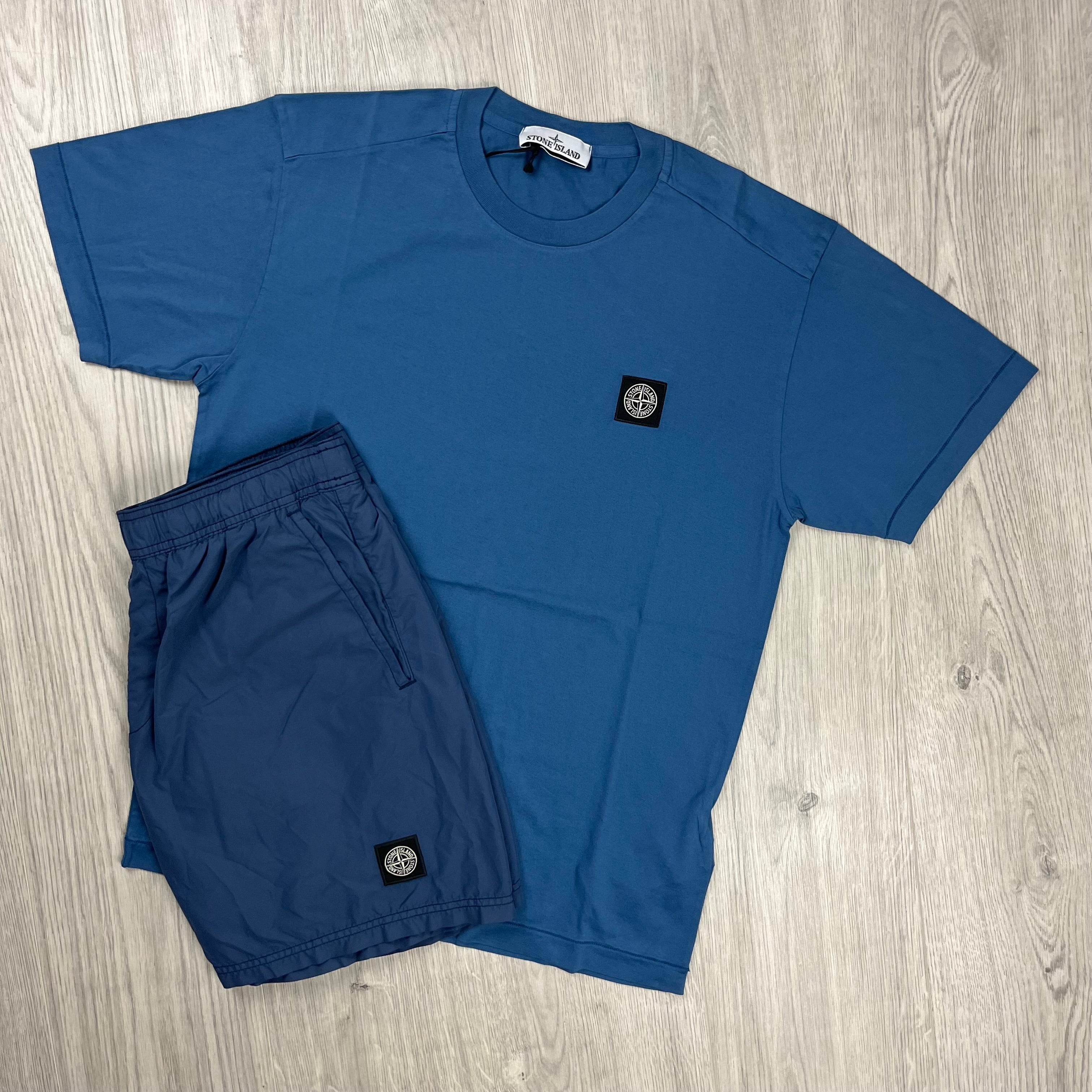 Stone Island Holiday Set in Mid Blue and Avio Blue. On sale at Open Attire.