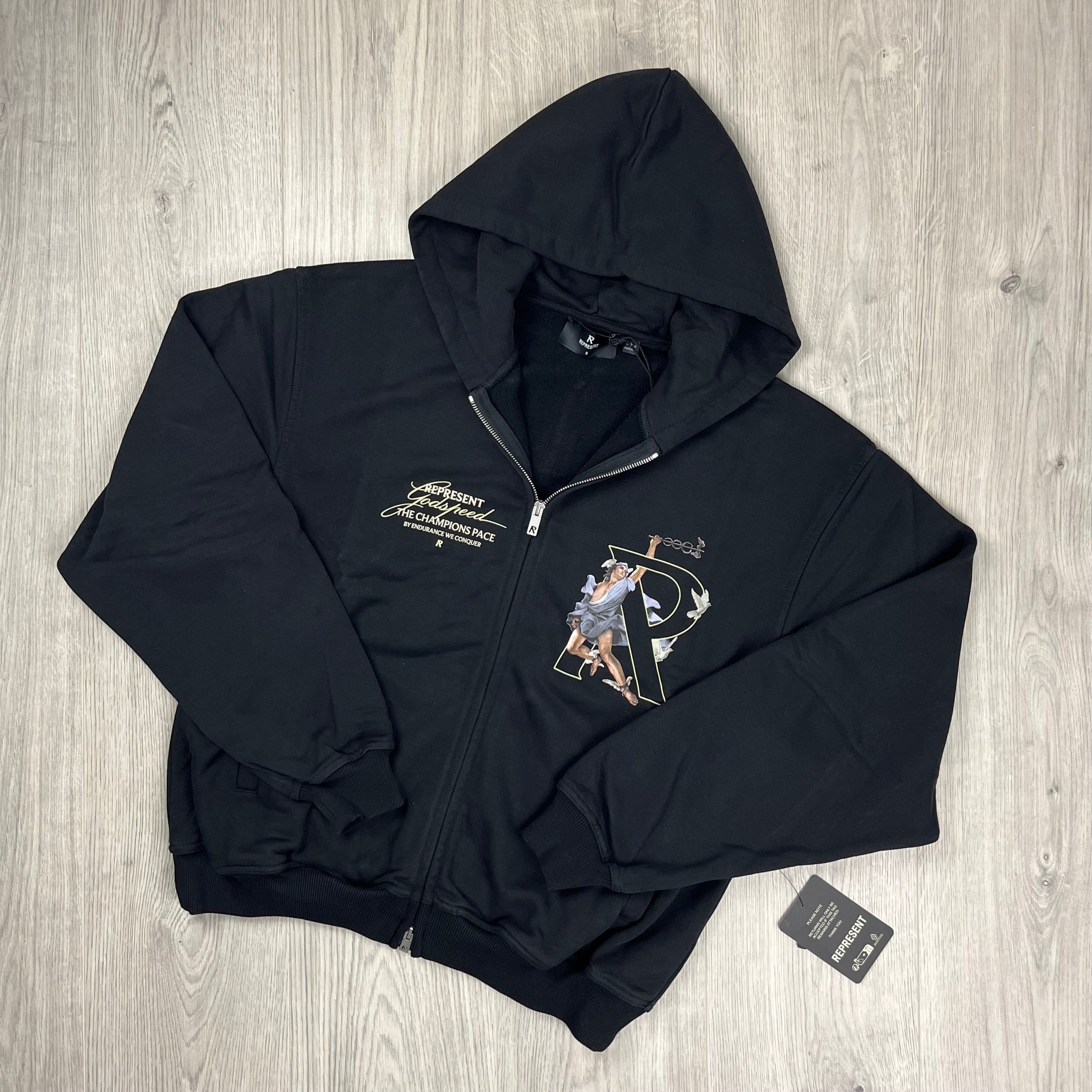 Represent 'Hermes' Zip Hoodie - Black