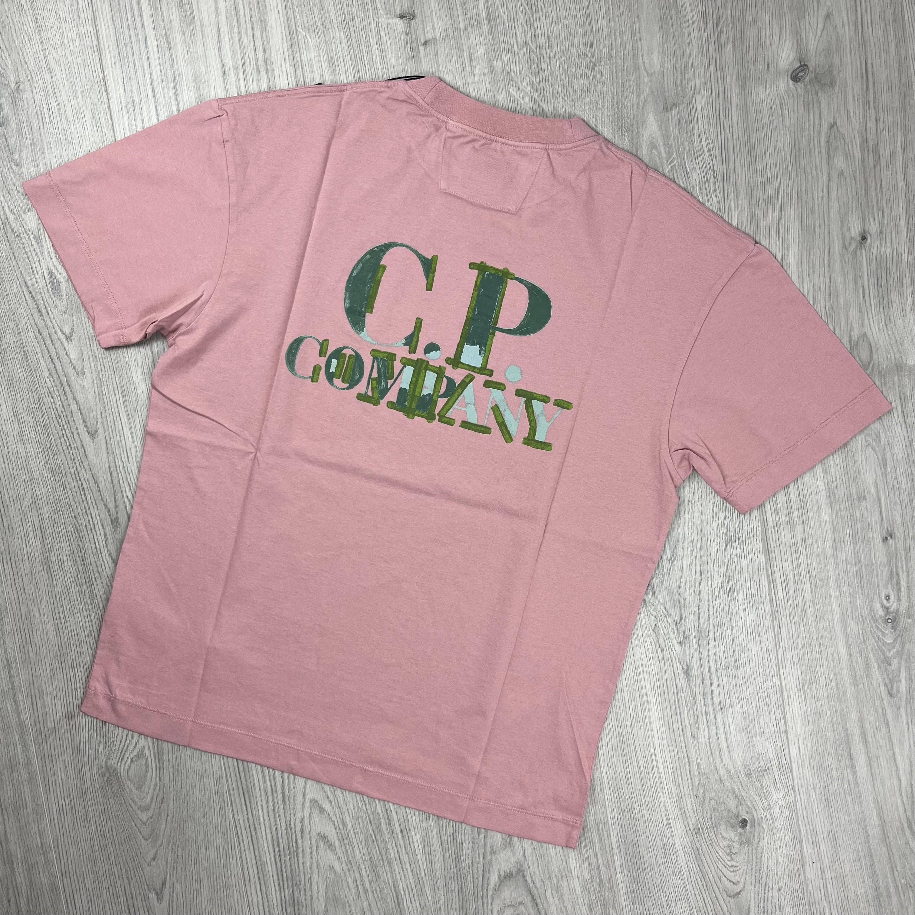 Men's CP Company Blurred T-Shirt in Misty Rose. On sale at Open Attire.