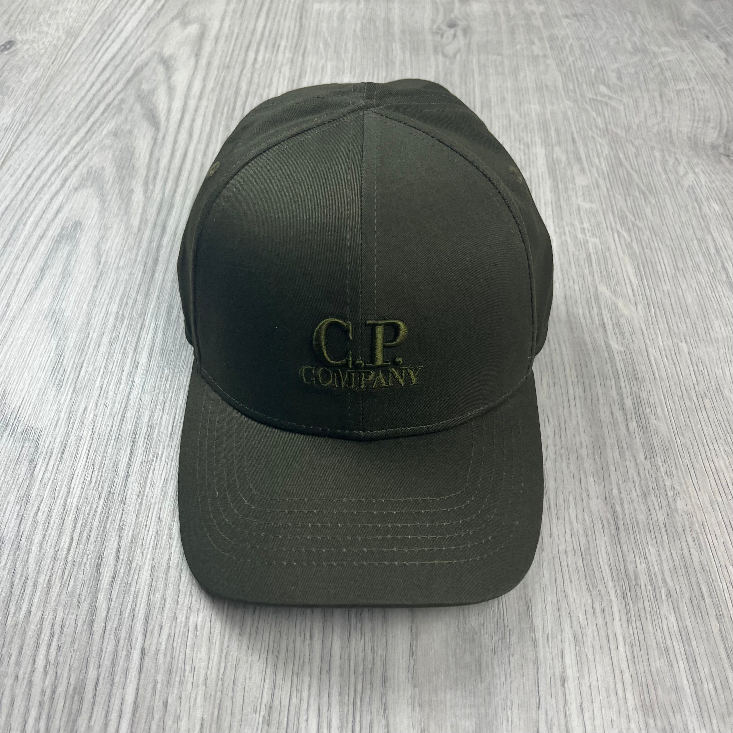 CP Company Gabardine Baseball Cap in Ivy Green. On sale at Open Attire.