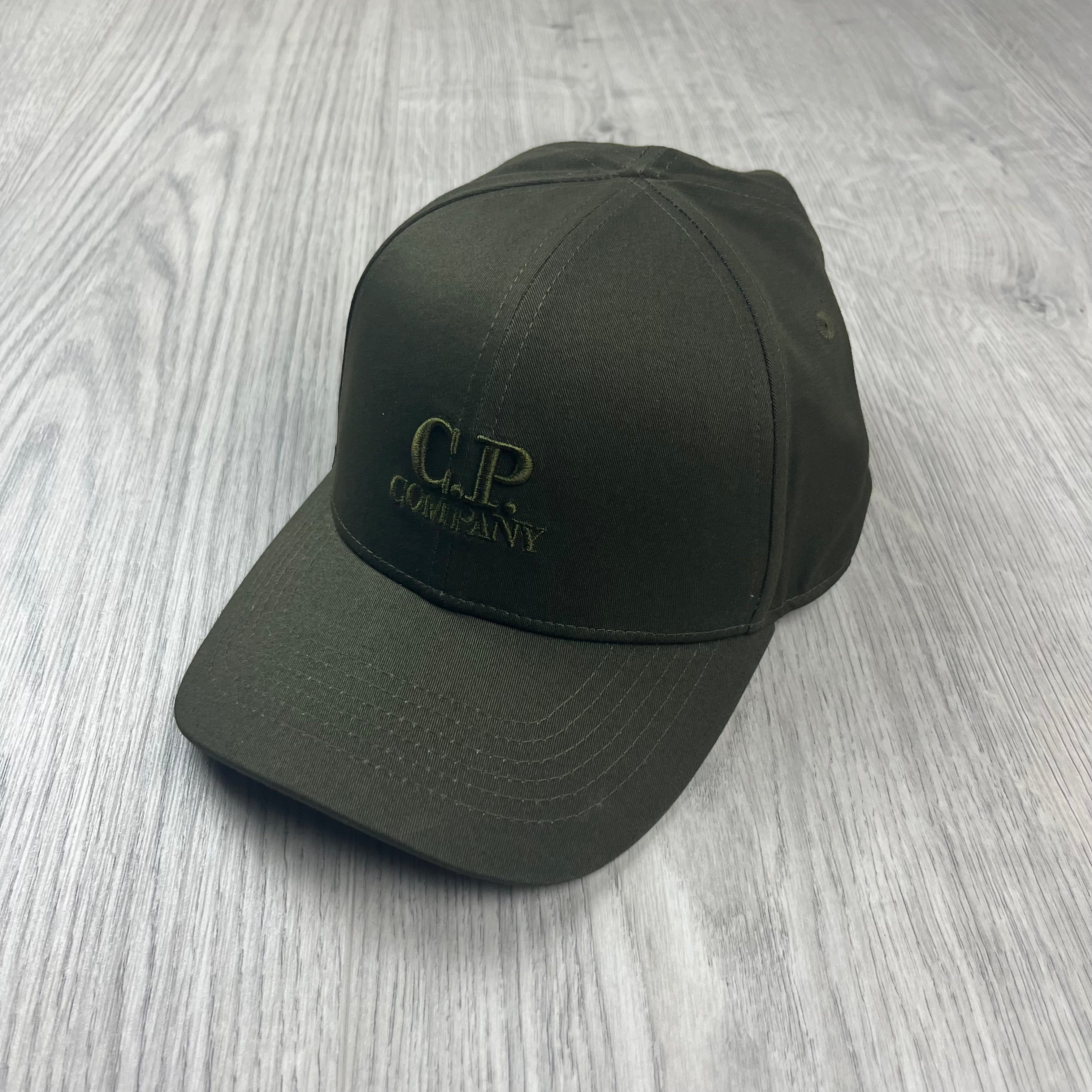 CP Company Gabardine Baseball Cap in Ivy Green. On sale at Open Attire.
