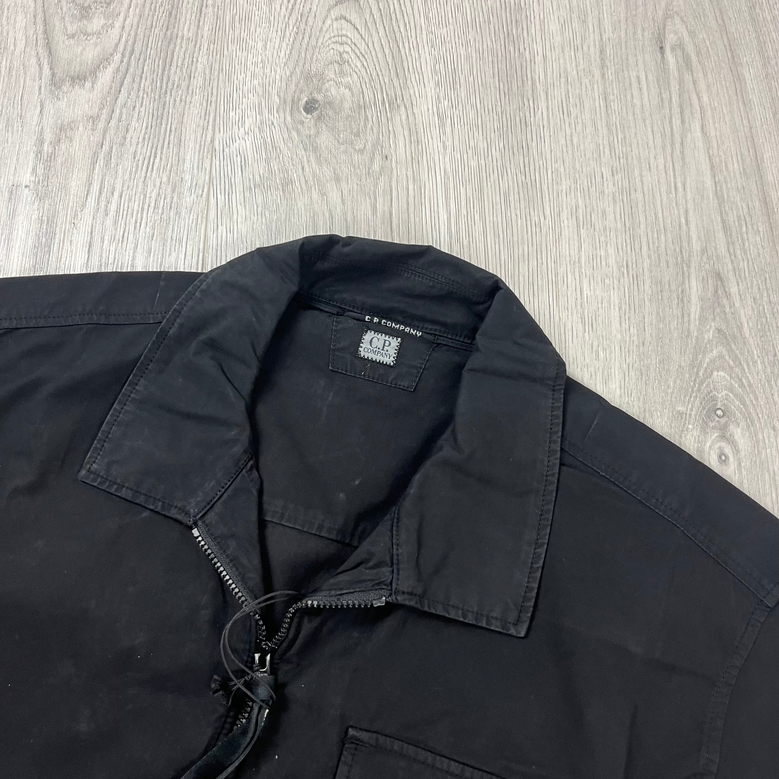 CP Company Gabardine Overshirt in Black. On sale at Open Attire.