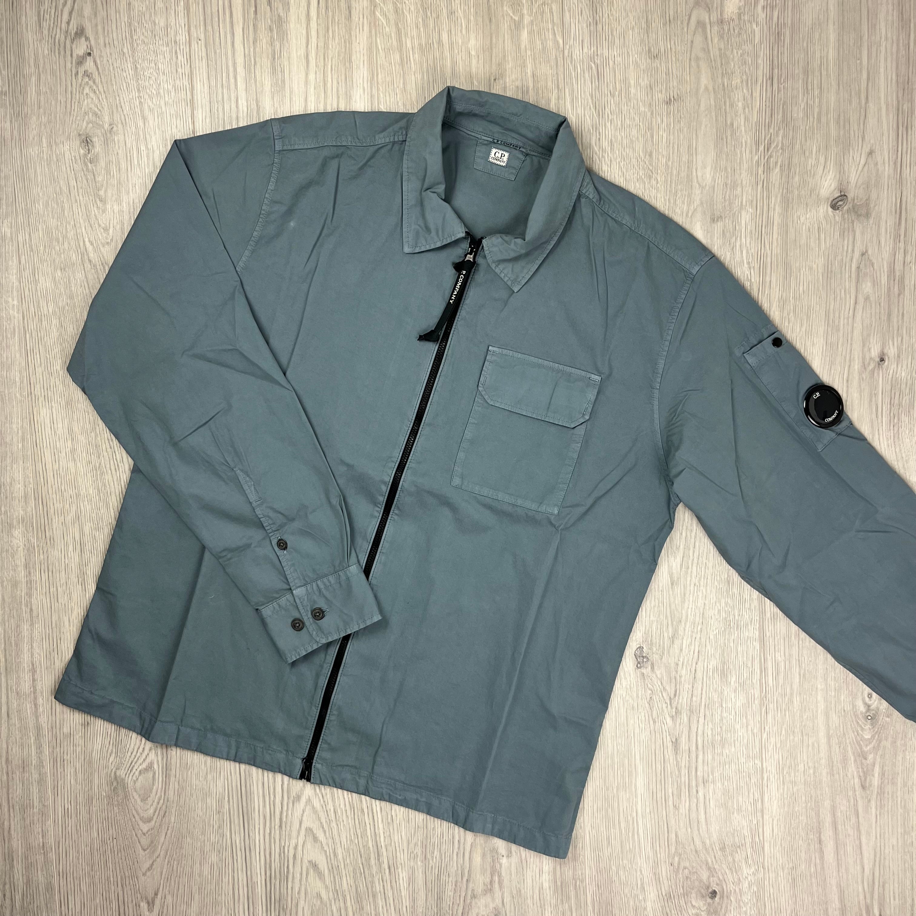 CP Company Gabardine Overshirt in Stormy Weather. On sale at Open Attire.