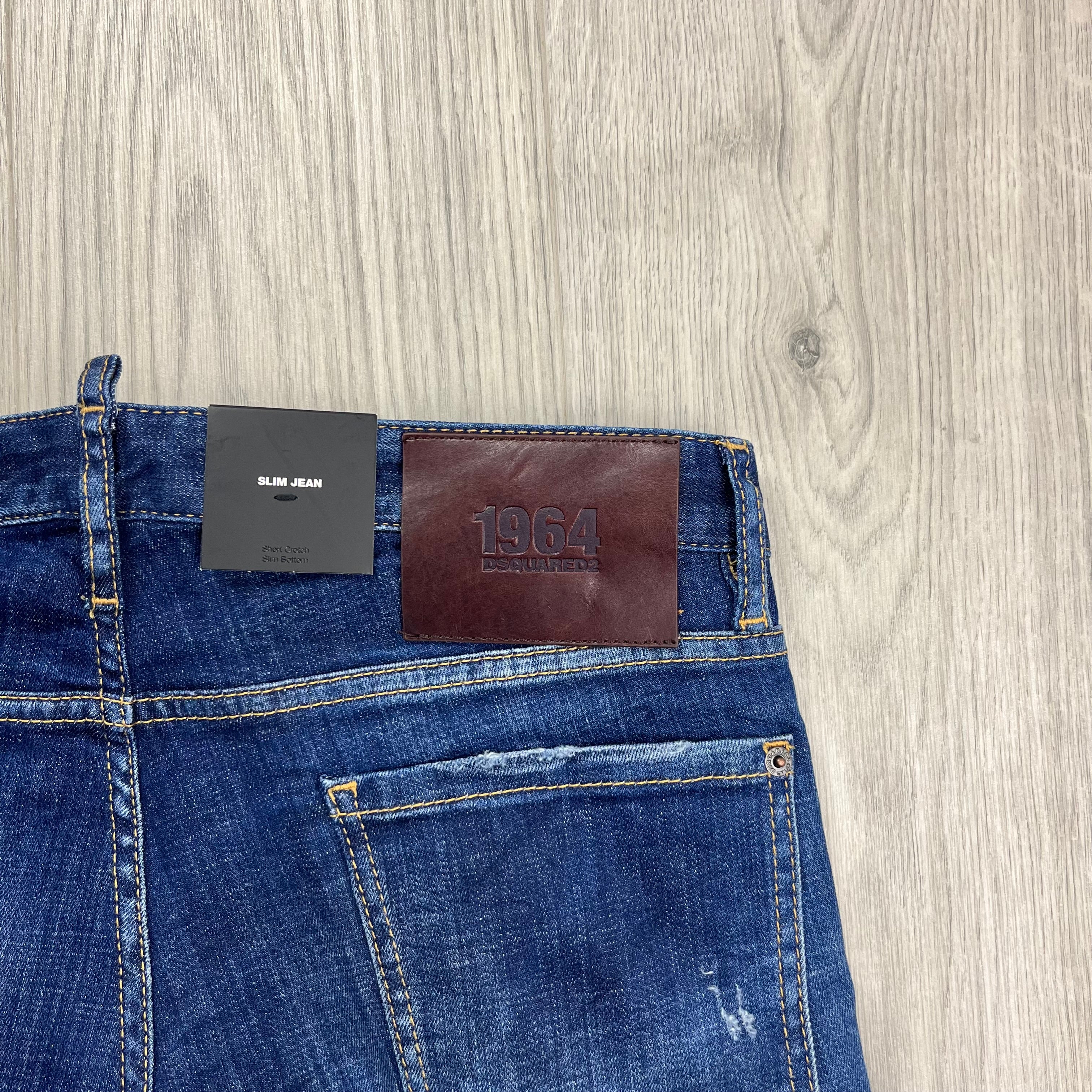 DSQUARED2 Slim Jeans in Denim Blue. On sale at Open Attire.