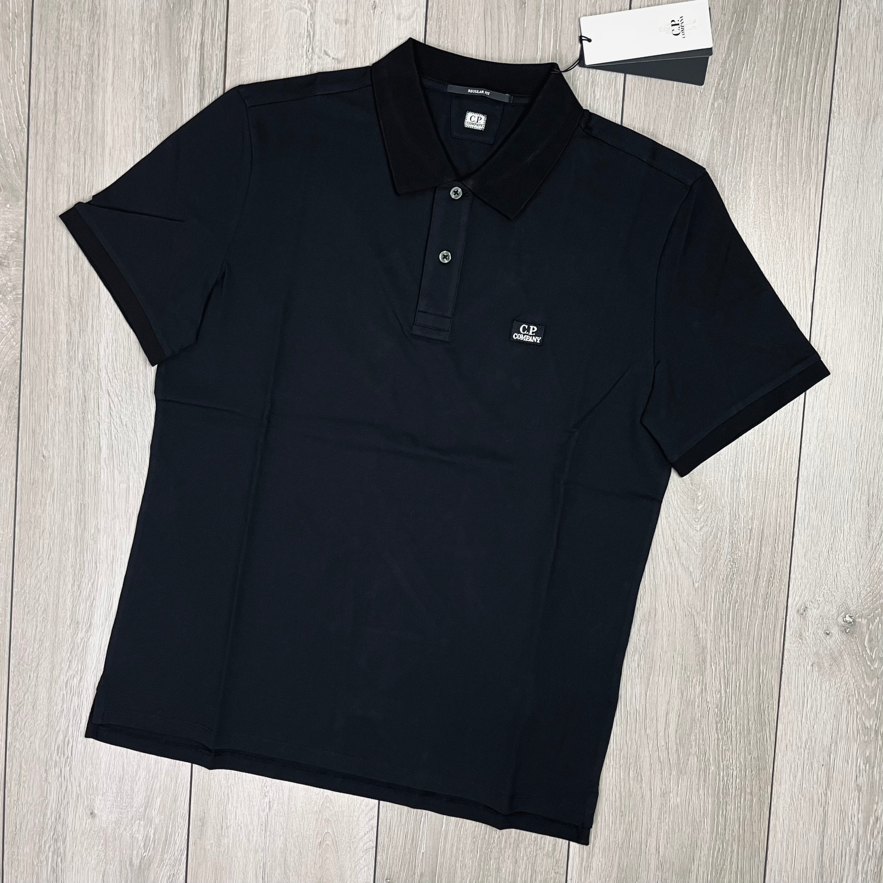 CP Company Piquet Polo Shirt - Black