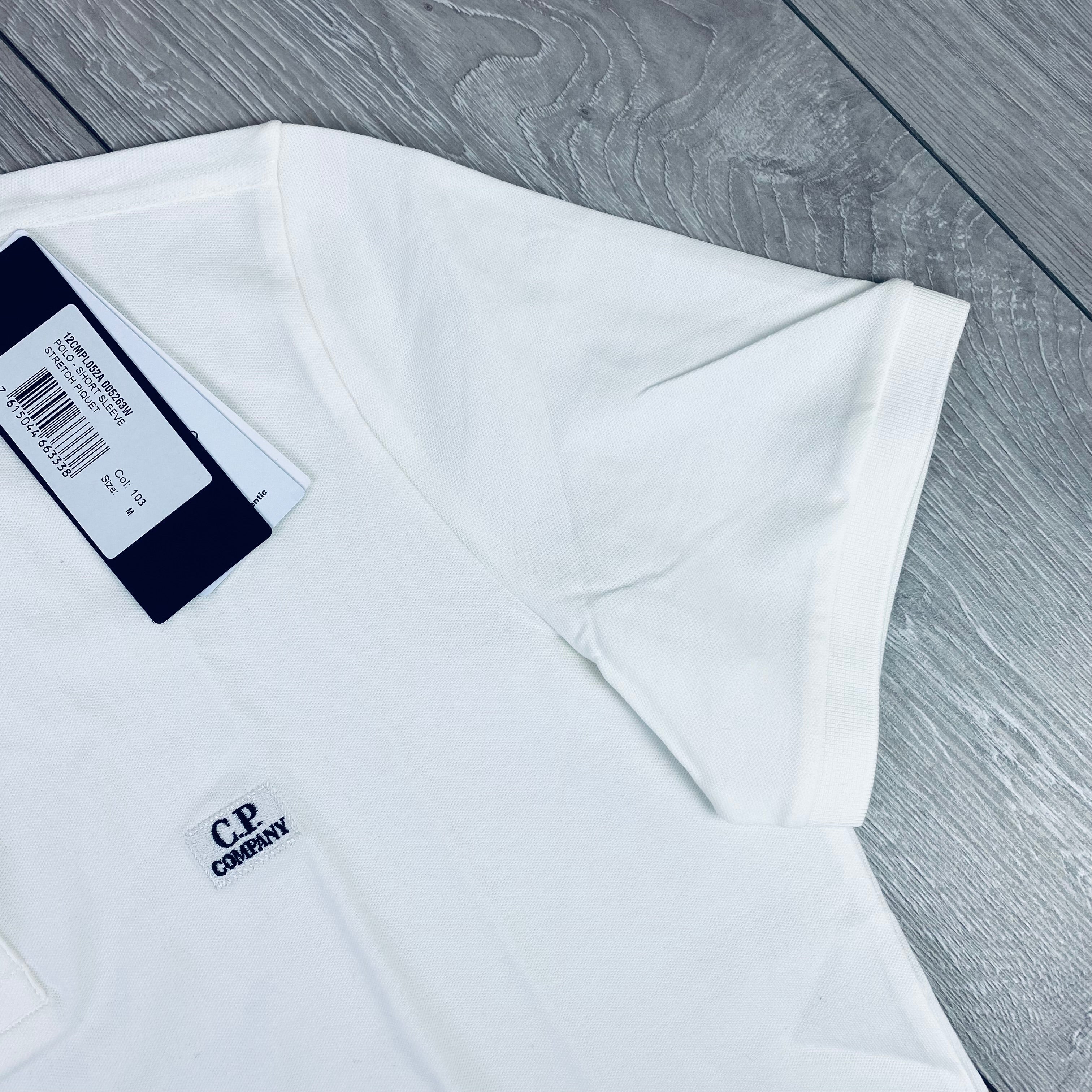 CP Company Piquet Polo Shirt - White