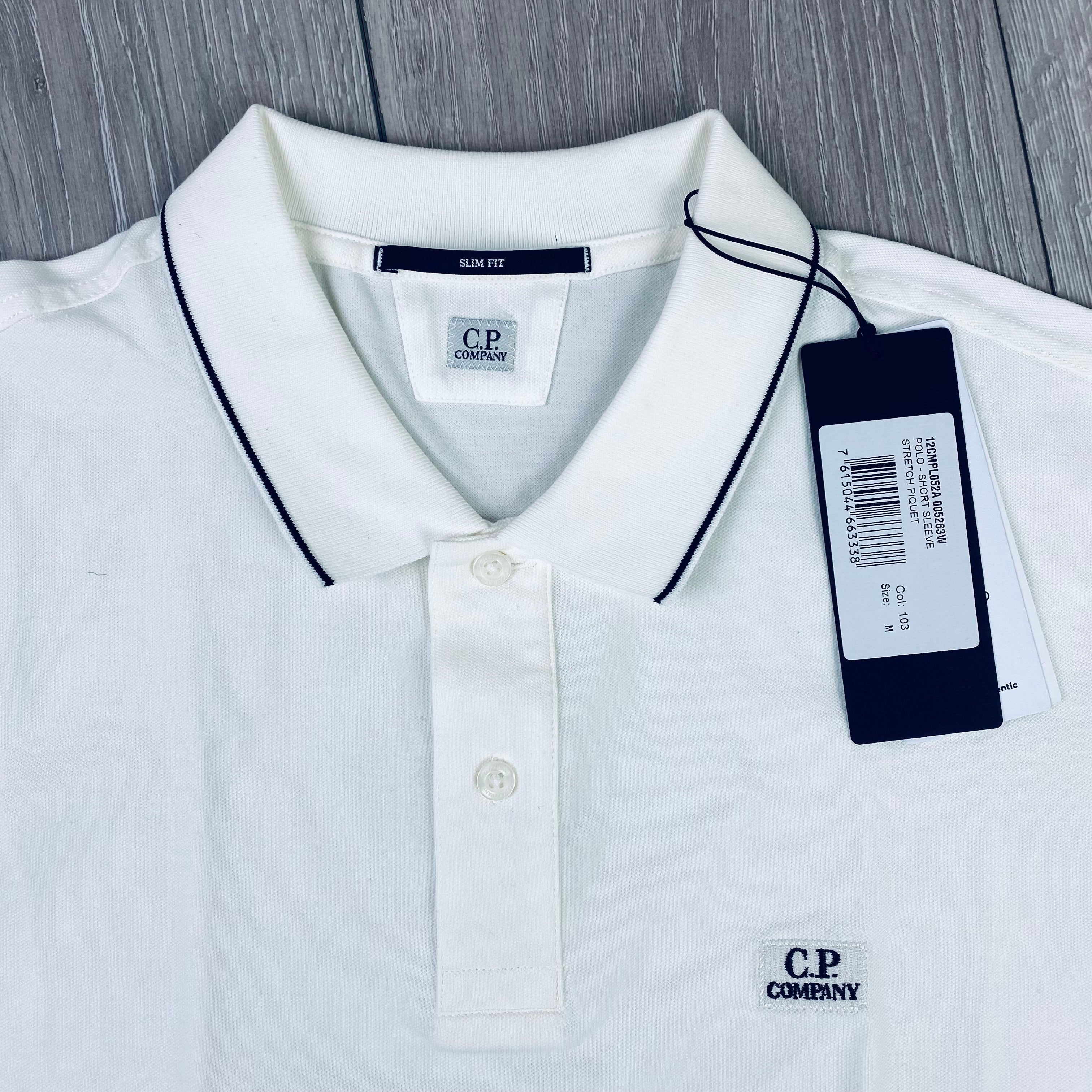 CP Company Piquet Polo Shirt - White