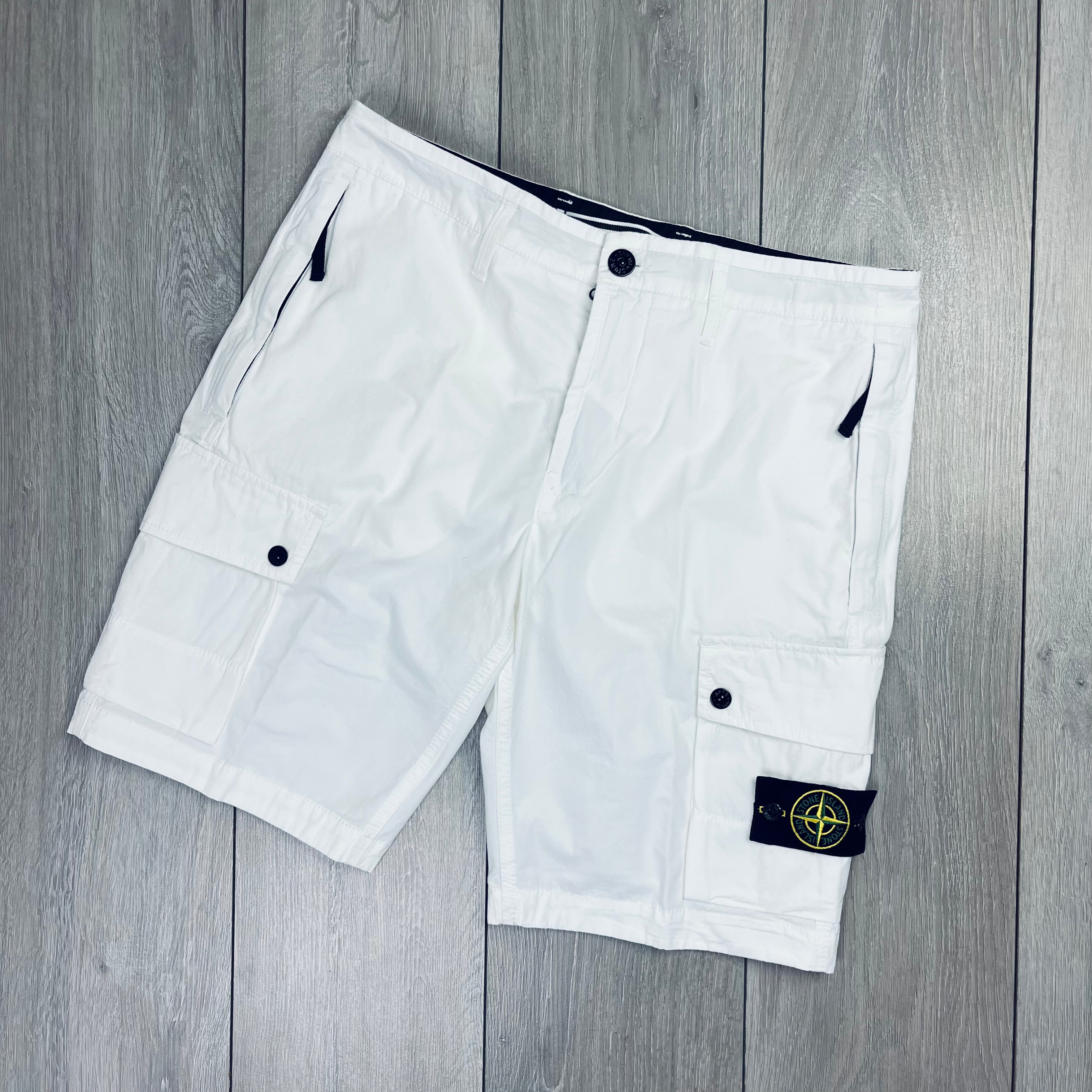 Stone Island Cargo Shorts - White