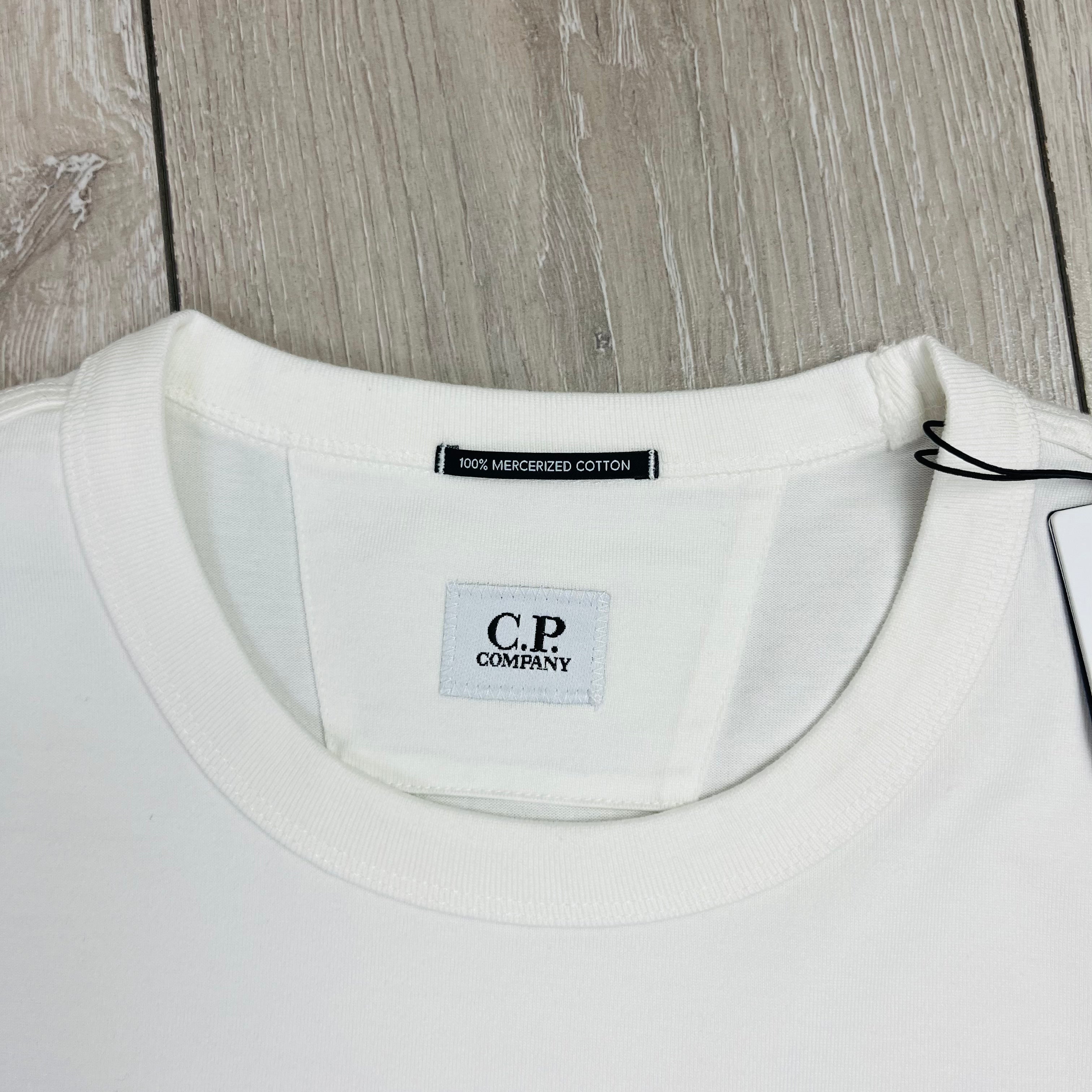 CP Company 30/2 Mercerized T-shirt in Gauze White. On sale at Open Attire.