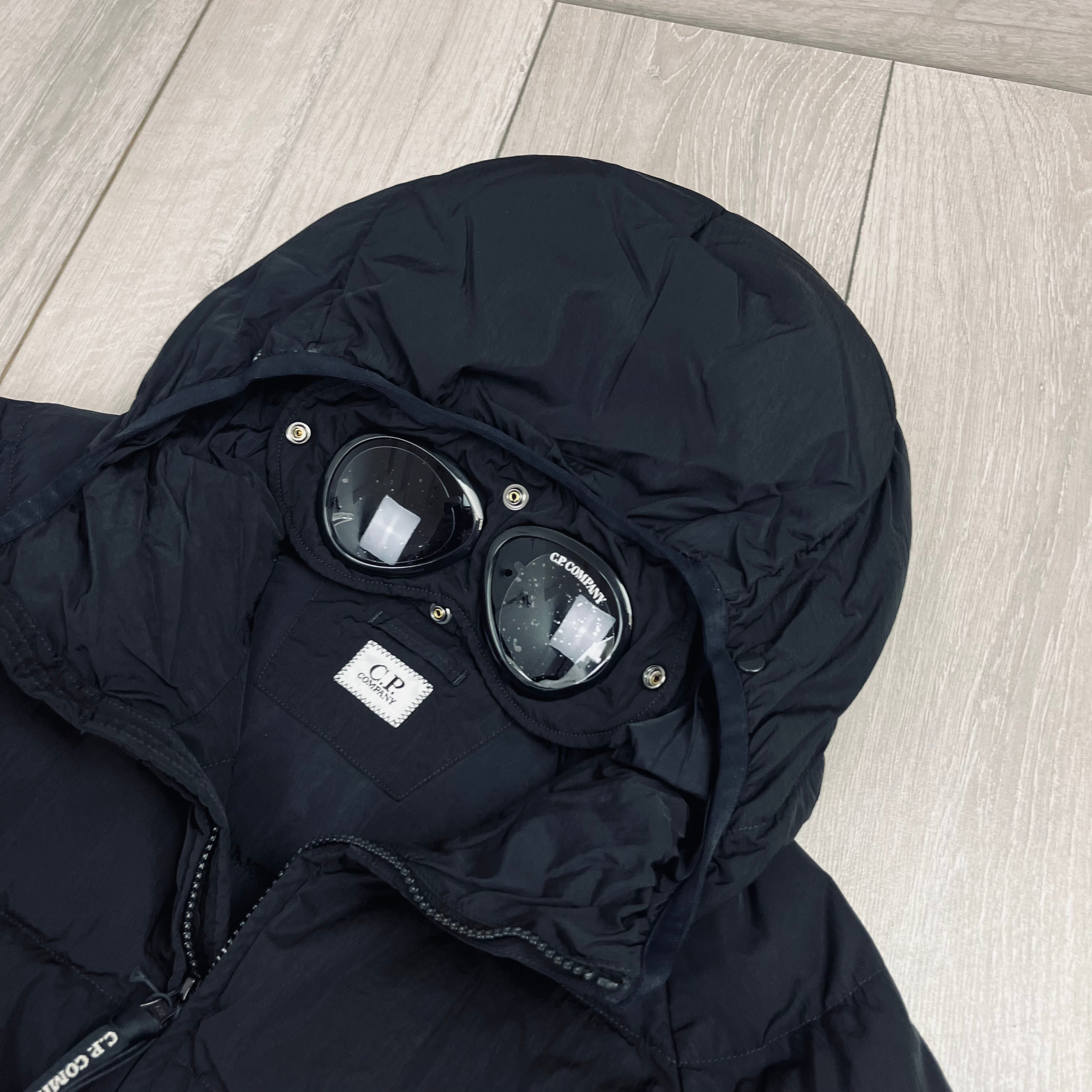 CP Company Chrome-R Goggle Down Jacket in Black. On sale at Open Attire.