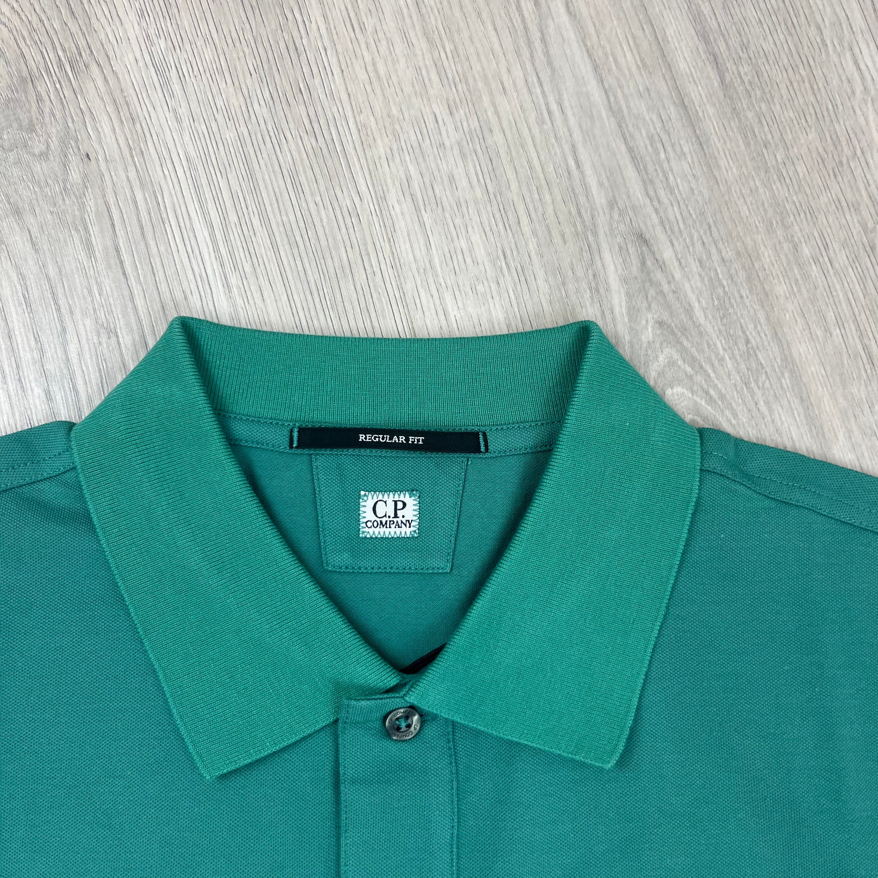 CP Company Piquet Polo Shirt - Frosty Spruce