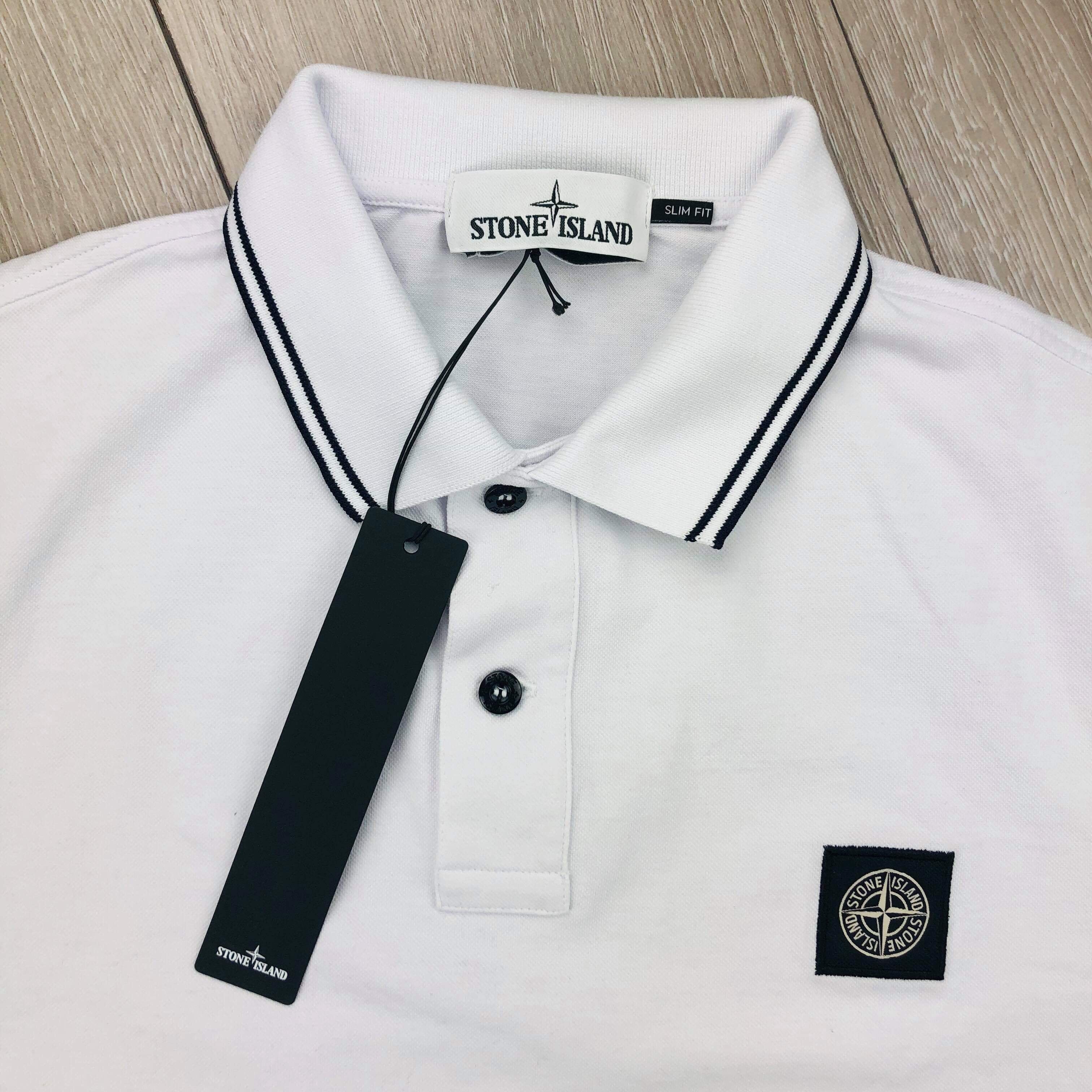 Stone Island Patch Polo Shirt - White