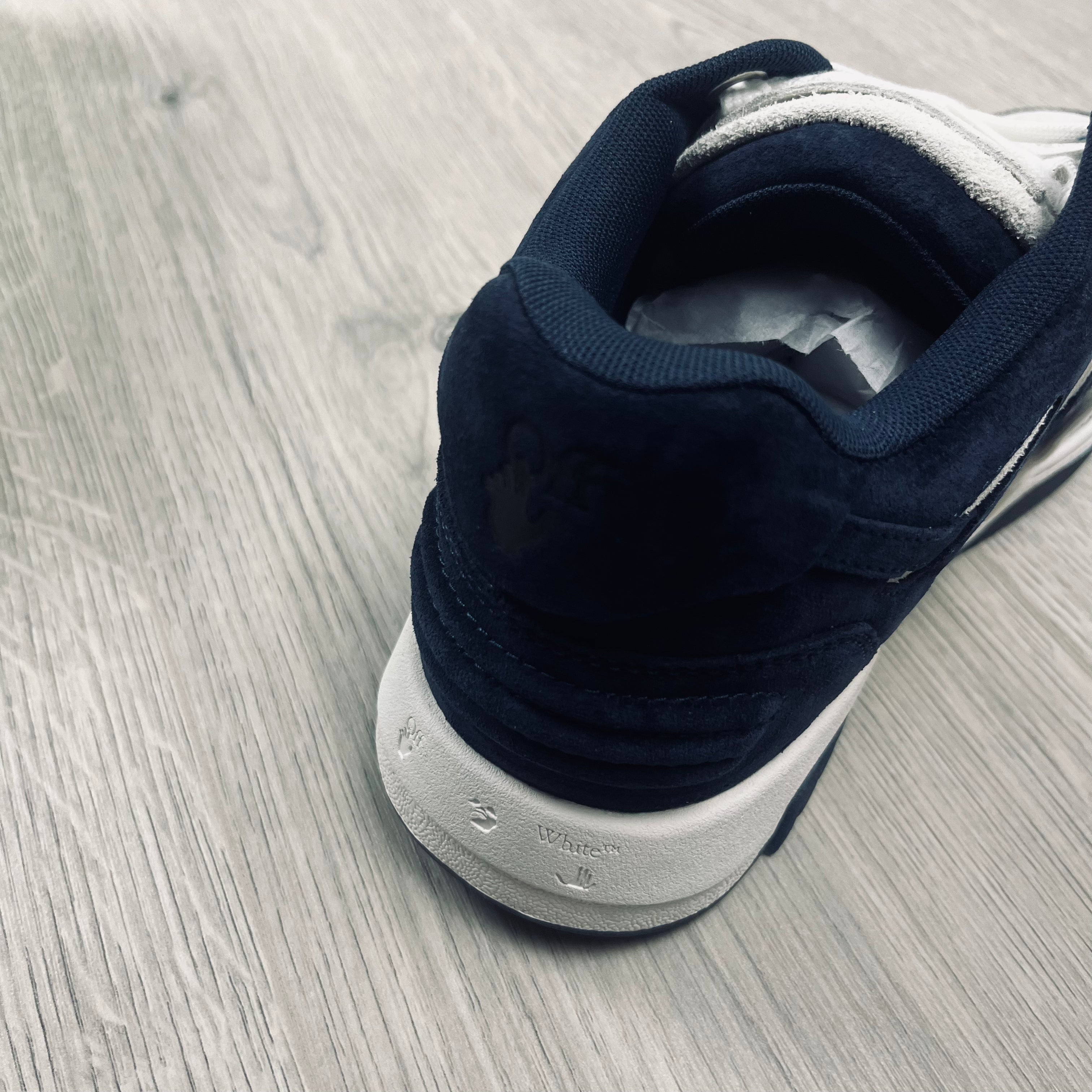 Off-White c/o Virgil Abloh 'Out of Office' Sneakers in Navy Blue. On sale at Open 
 Attire. 