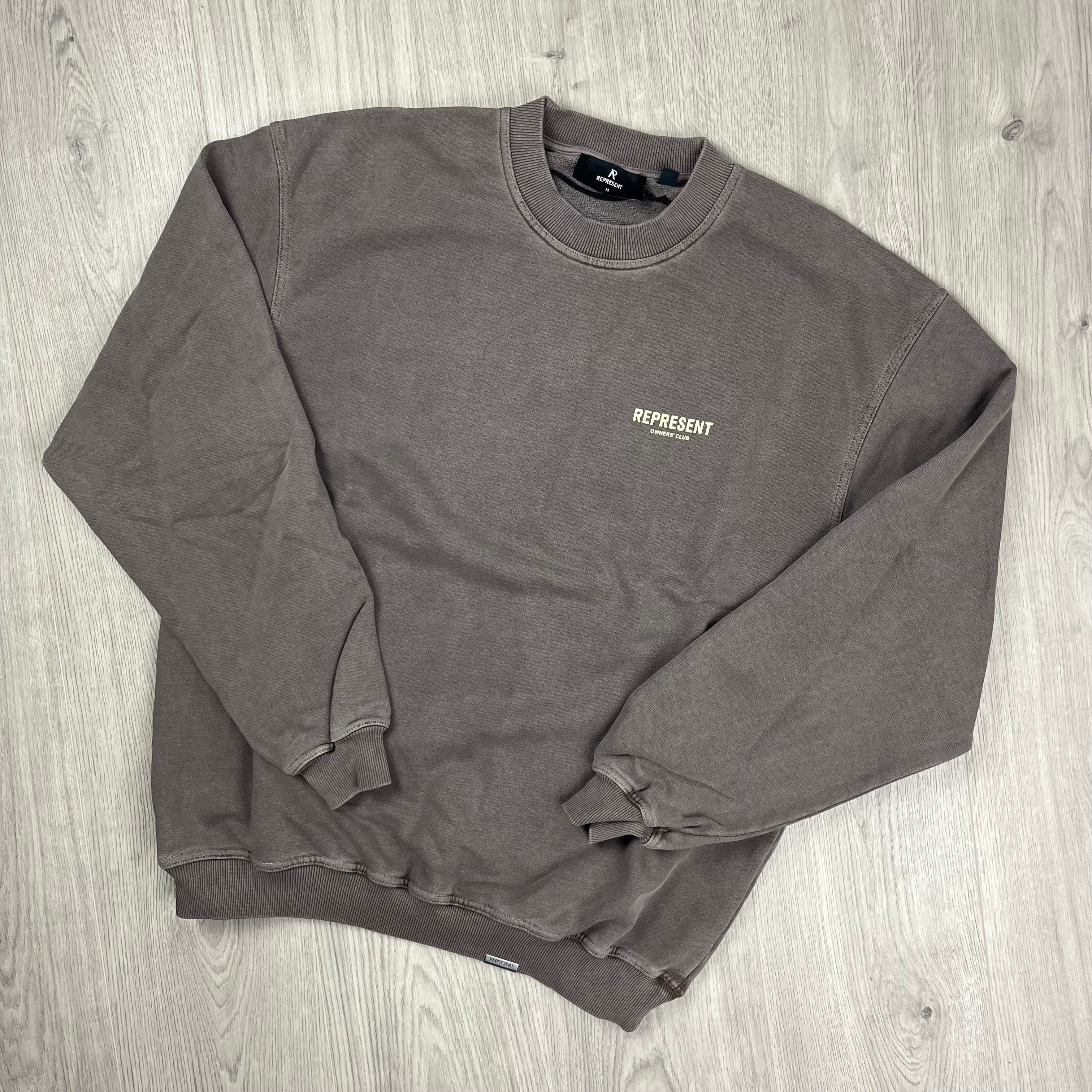 Represent 'Owners Club' Sweatshirt in Fog. On sale at Open Attire.