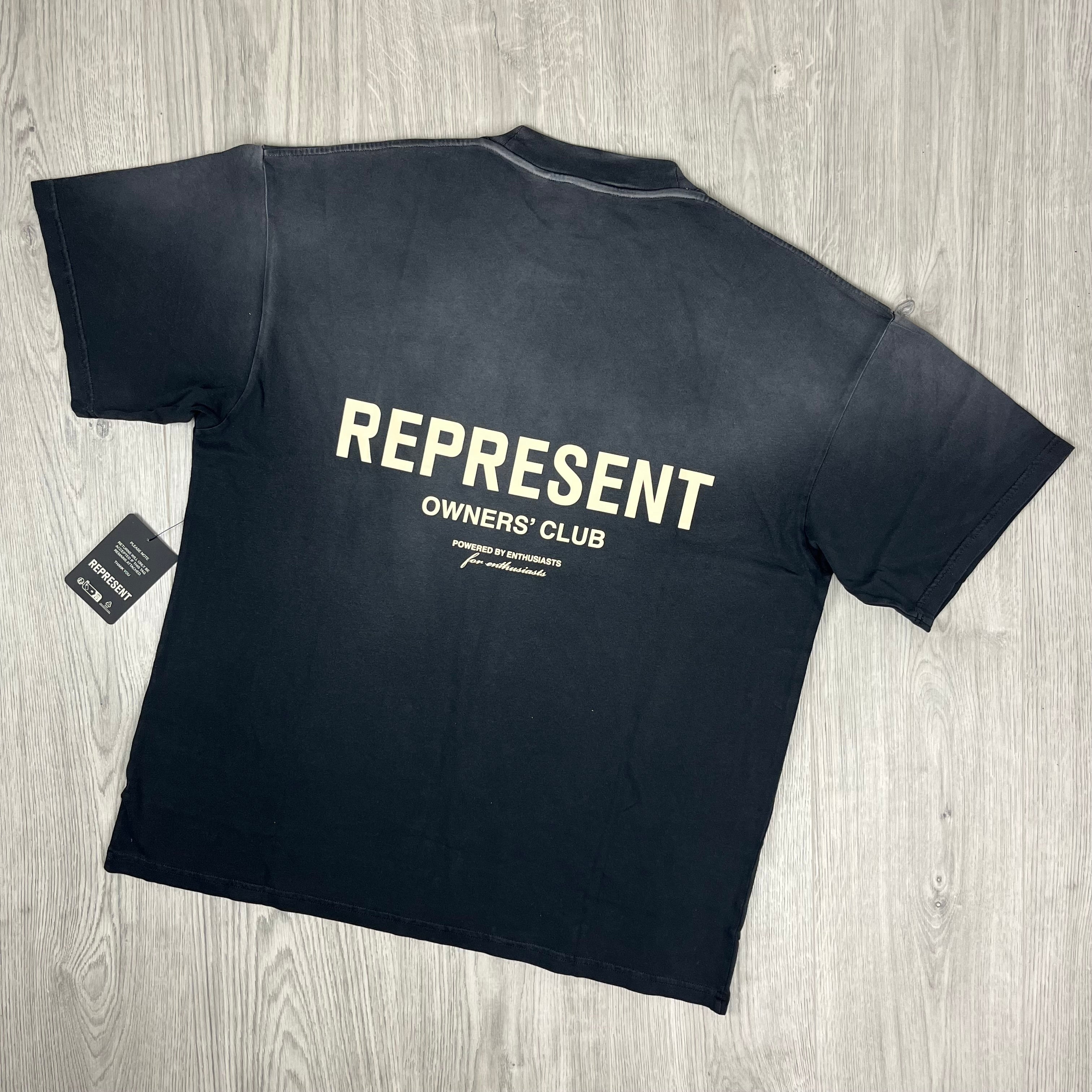 Represent 'Owners Club' T-Shirt in Aged Black. On sale at Open Attire.