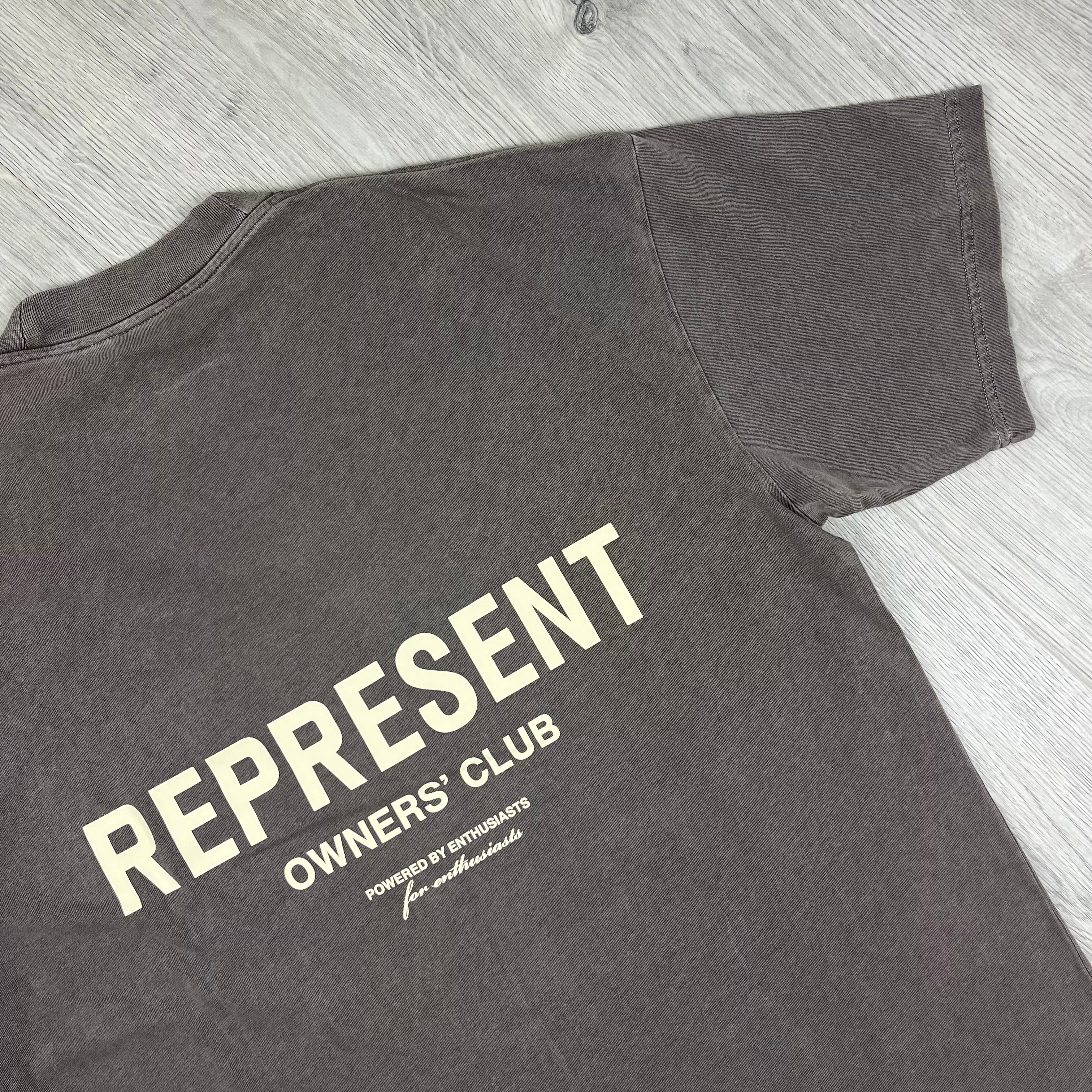 Represent 'Owners Club' T-Shirt in Fog Grey. On sale at Open Attire.