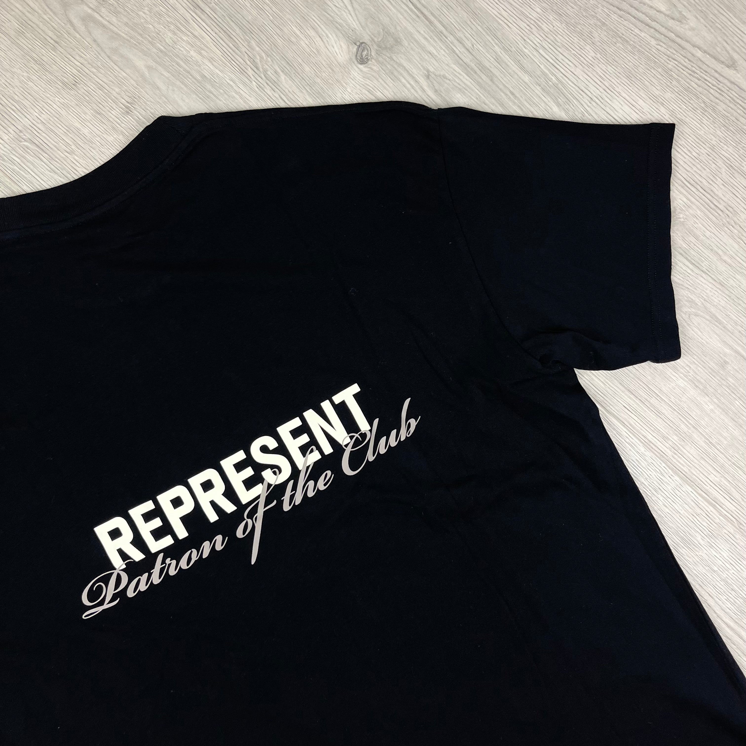 Represent 'Patron Of The Club' T-Shirt in Black. On sale at Open Attire.