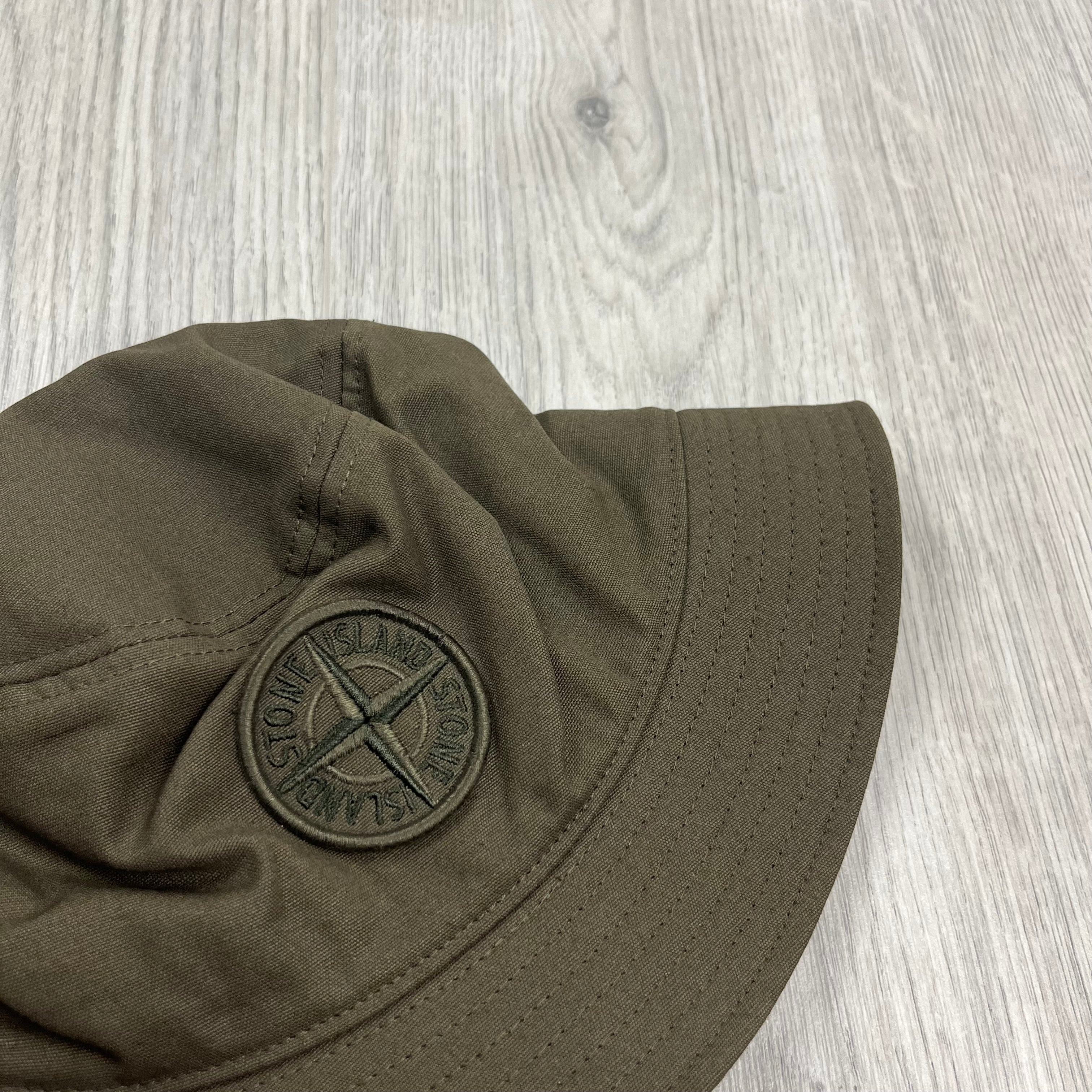 Stone Island cotton Bucket Hat in Military Green. On sale at Open Attire.