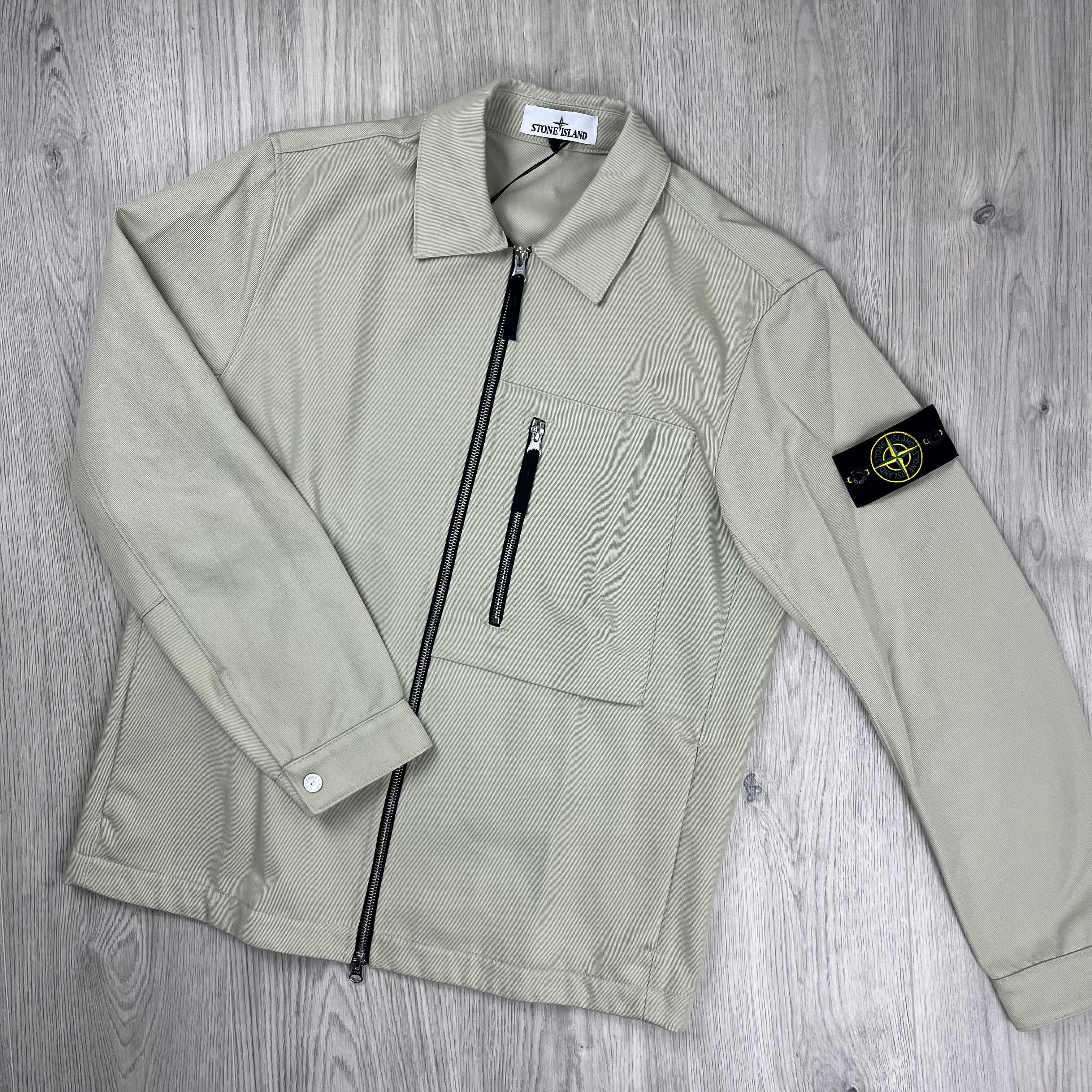 Stone Island Cotton Nylon Drill Overshirt in Off White. On sale at Open Attire.